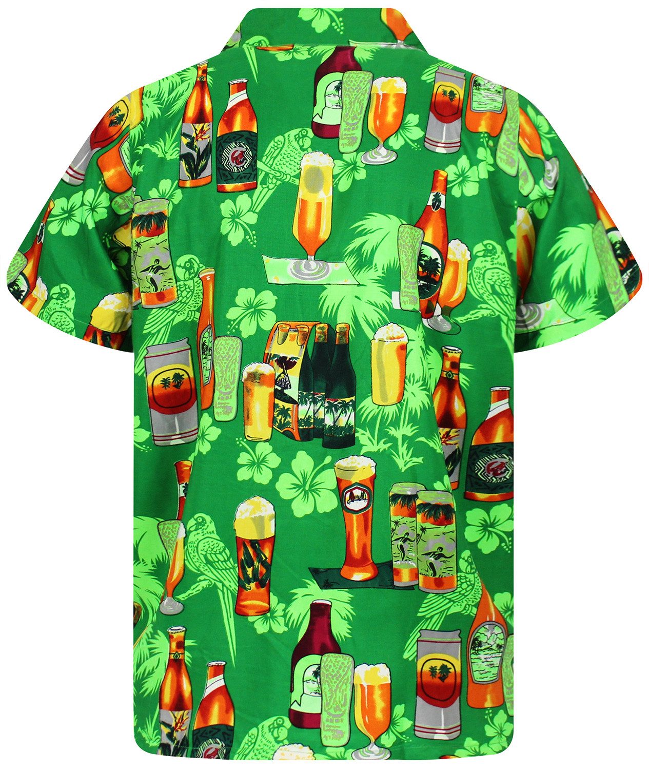 King Kameha Hawaiihemd Beerbottle Funky Hawaii-Hemd Herren Kurzarm Front-Tasche Stylish