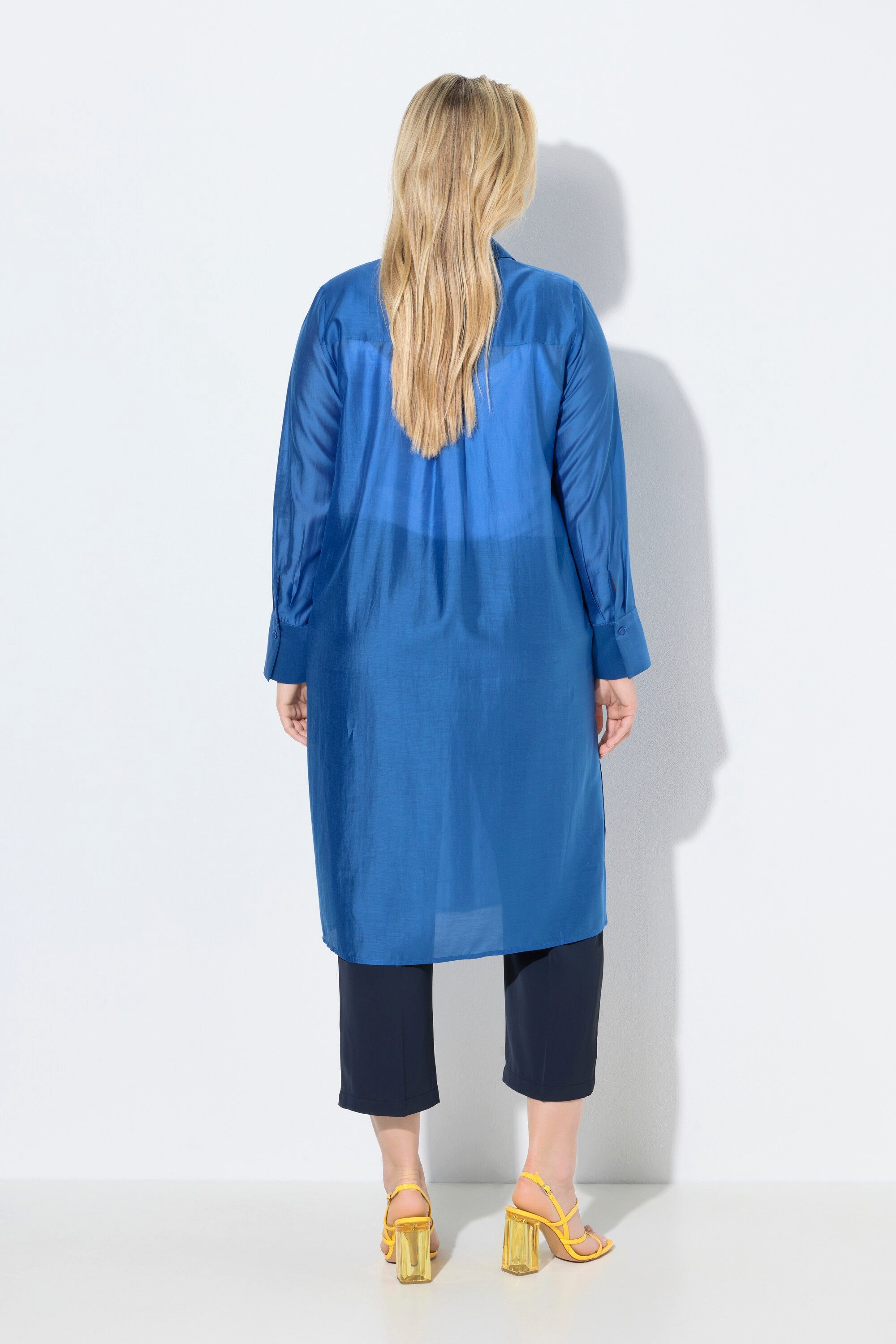 Ulla Popken Longbluse Longbluse transparent Hemdkragen Langarm
