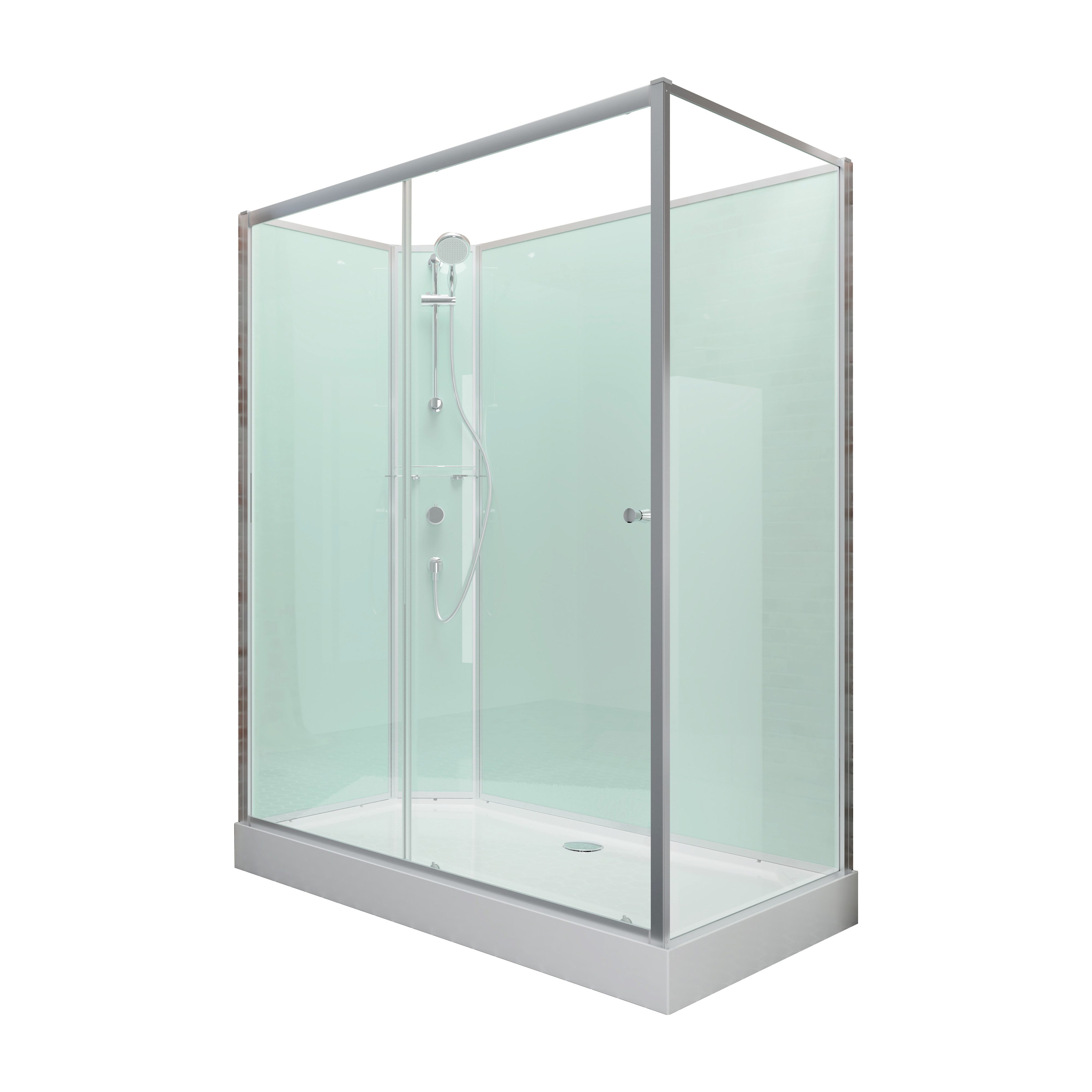 Schulte Komplettdusche Ibiza, BxT: 80x120 cm, 5 mm Sicherheitsglas, Komplett-Set, inkl. Duschwanne (13,5 cm hoch), Eckdusche, Schiebetür