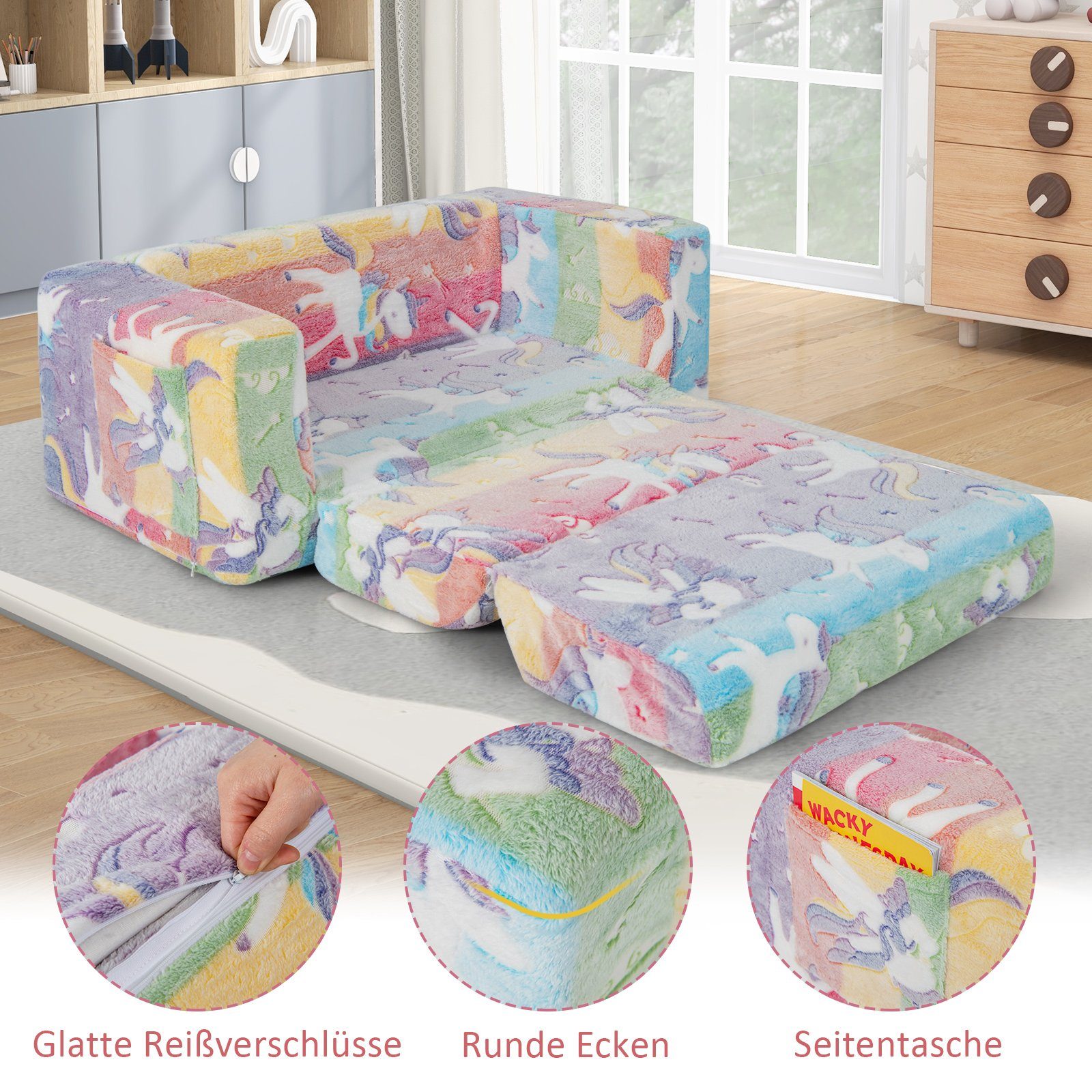 COSTWAY Kindersofa Kindersessel, im Dunkeln Leuchtend