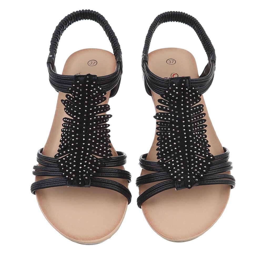 Ital-Design Damen Freizeit Keilsandalette (86016678) Keilabsatz/Wedge Keilsandaletten in Schwarz