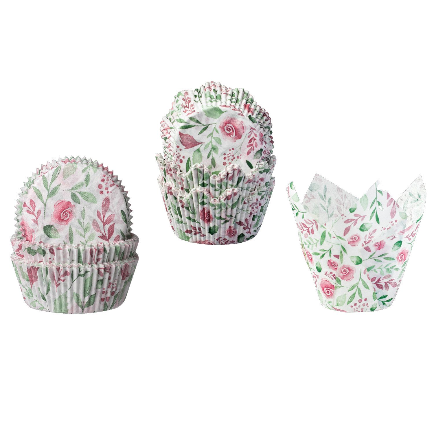Demmler Muffinform 3er Set, Rosendesign, Muffinförmchen, Kronenbackförmchen, Tulip Wraps - Made in Germany