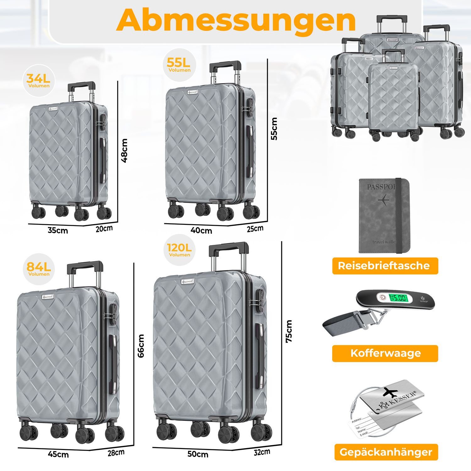 KESSER Kofferset, 4-teilig ABS Hartschalenkoffer mit günstig online kaufen