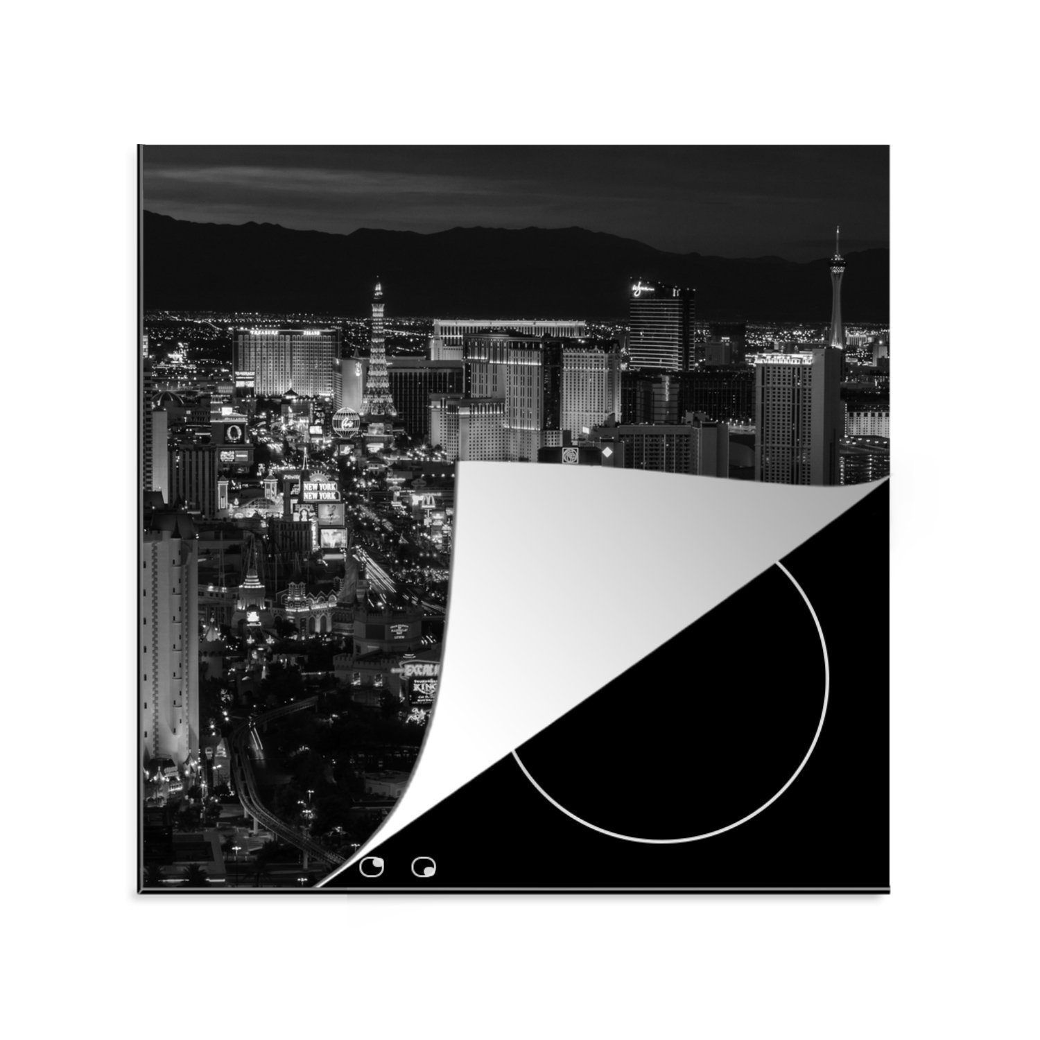 MuchoWow Herdblende-/Abdeckplatte Las Vegas bei Nacht, Vinyl, (1 tlg), 78x78 cm, Ceranfeldabdeckung, Arbeitsplatte für küche