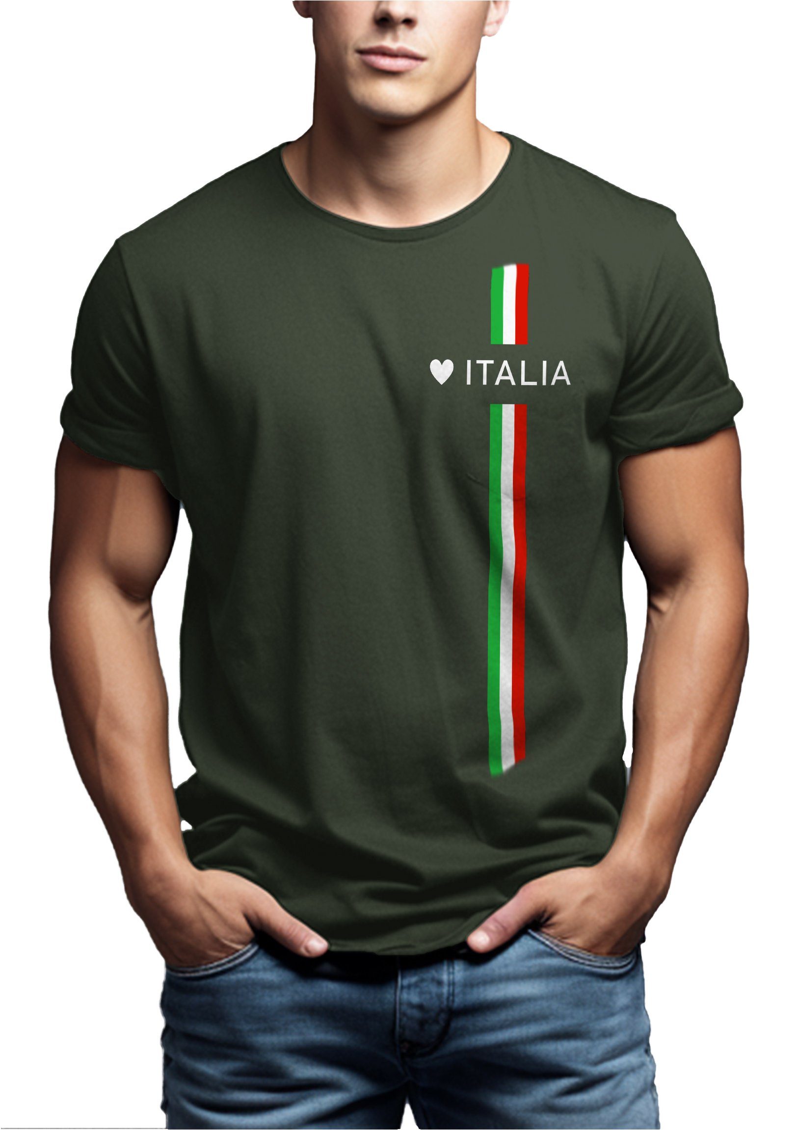 MAKAYA Herz Grün Flagge Jungs, Trikot Männer Herren Fußball T-Shirt Italia Italien Italienische Fahne