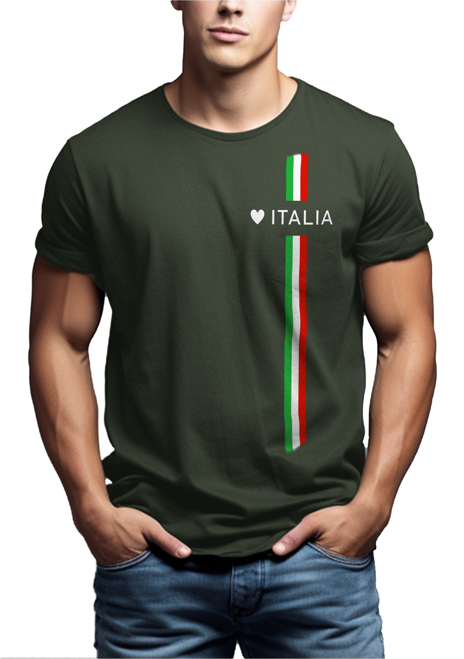MAKAYA T-Shirt Herren Italia Herz Italienische günstig online kaufen