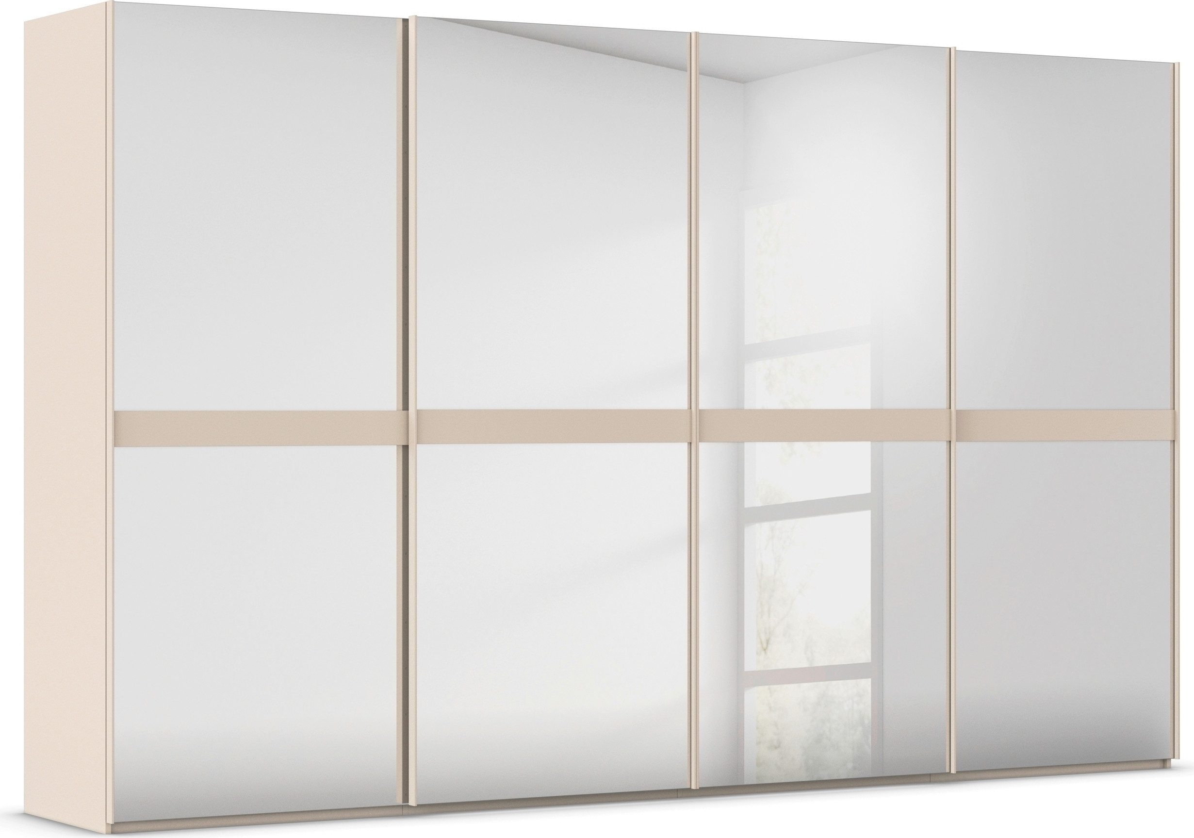 rauch Schwebetürenschrank Kleiderschrank Schrank Garderobe Schlafzimmerschrank SCALE-LINE edle Optik mit Bauchbinde in Korpusfarbe Spiegelfront MADE IN GERMANY