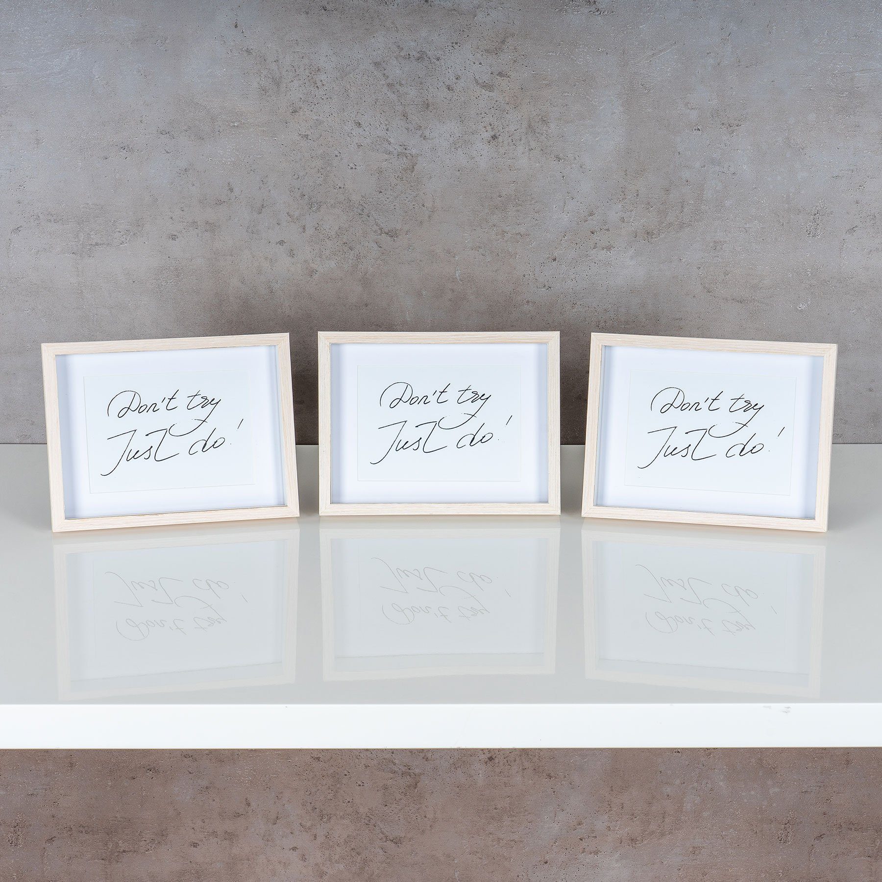 Levandeo® Bilderrahmen, 3er Set Bilderrahmen 13x18cm Eiche Natur Echtholz Fotorahmen