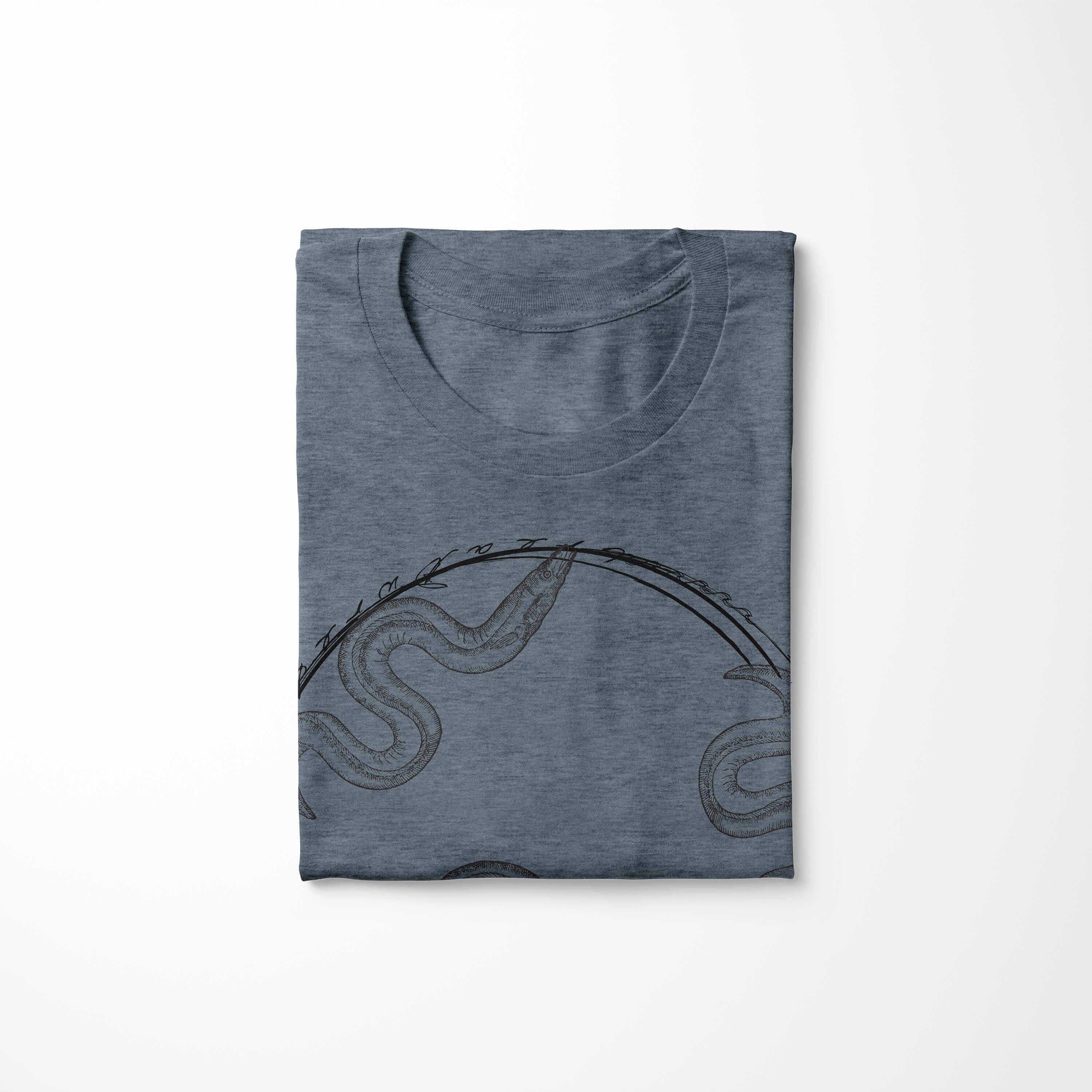 T-Shirt Serie: Fische Sea Schnitt und sportlicher Tiefsee Creatures, Art 093 T-Shirt feine - / Sea Sinus Indigo Struktur
