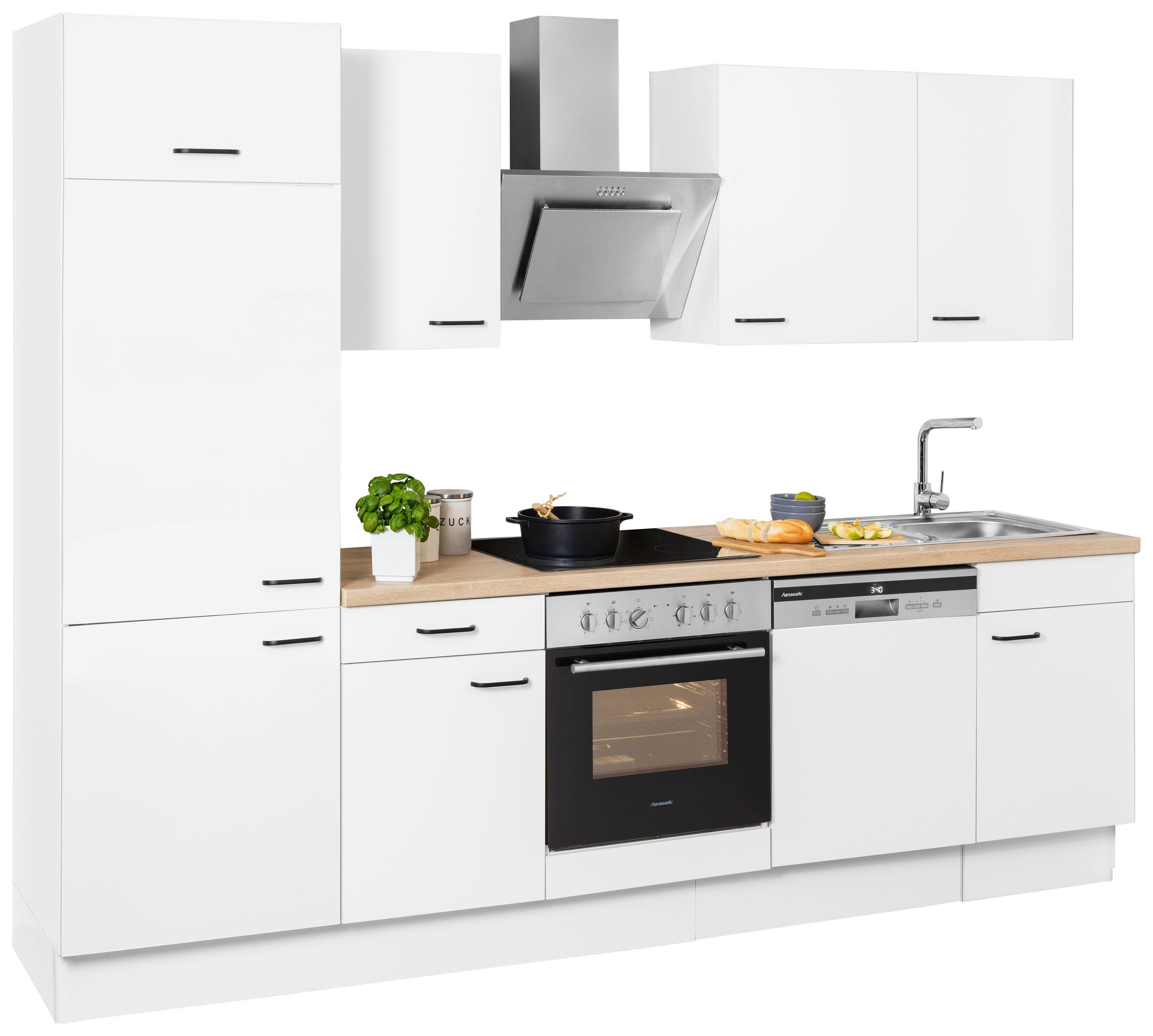 OPTIFIT Küchenzeile Elga, Premium-Küche mit Soft-Close-Funktion,  Vollauszug, Breite 280 cm, Laufleisten der Schubkästen aus Metall