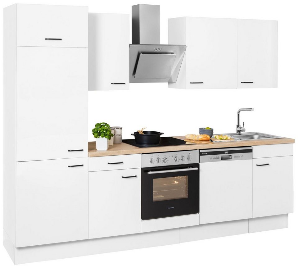 OPTIFIT Küchenzeile Elga, Premium-Küche mit Soft-Close-Funktion,  Vollauszug, Breite 280 cm, Laufleisten der Schubkästen aus Metall