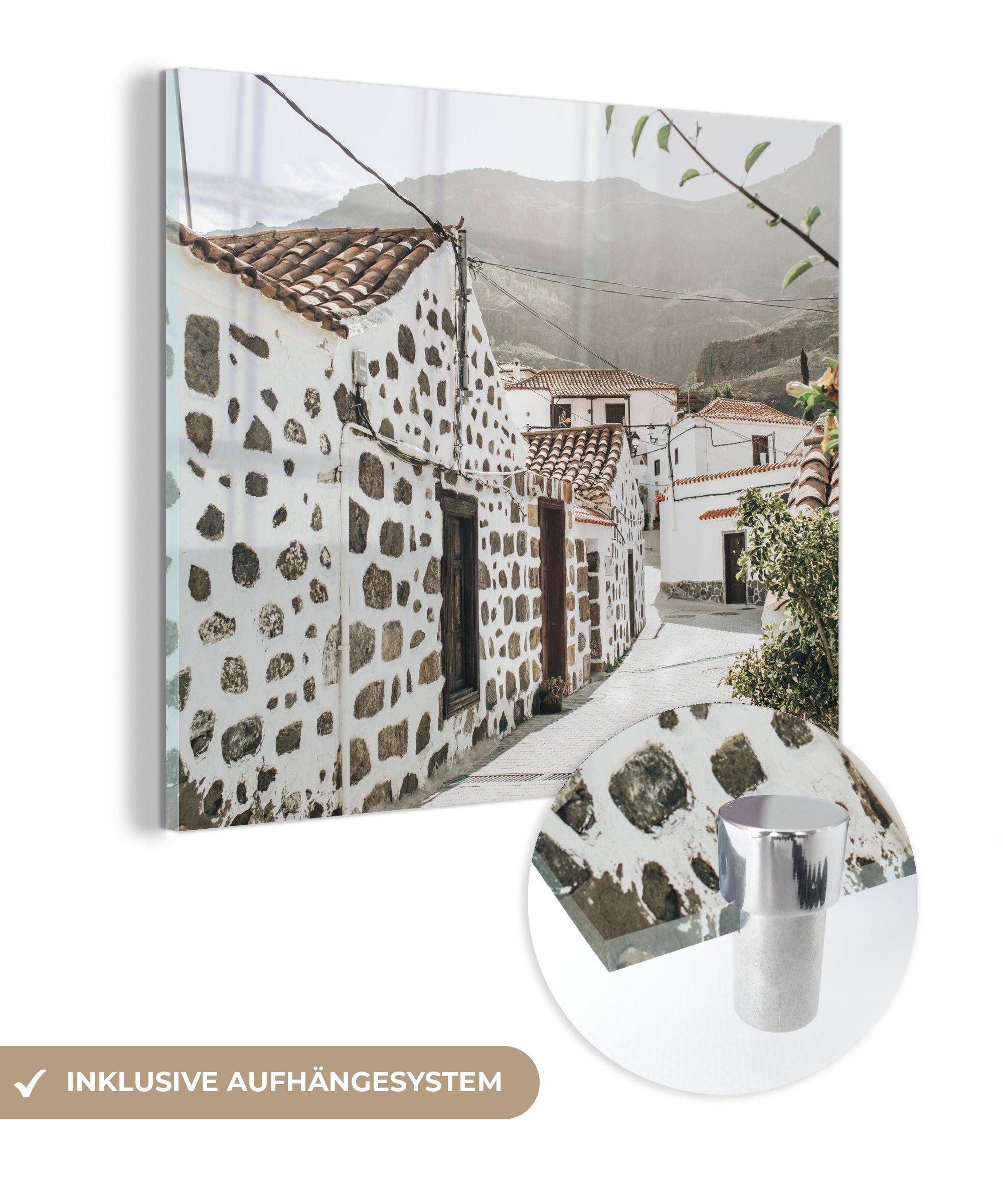 MuchoWow Acrylglasbild Sommer - Haus - Weiß, (1 St), Glasbilder - Bilder auf Glas Wandbild - Foto auf Glas - Wanddekoration