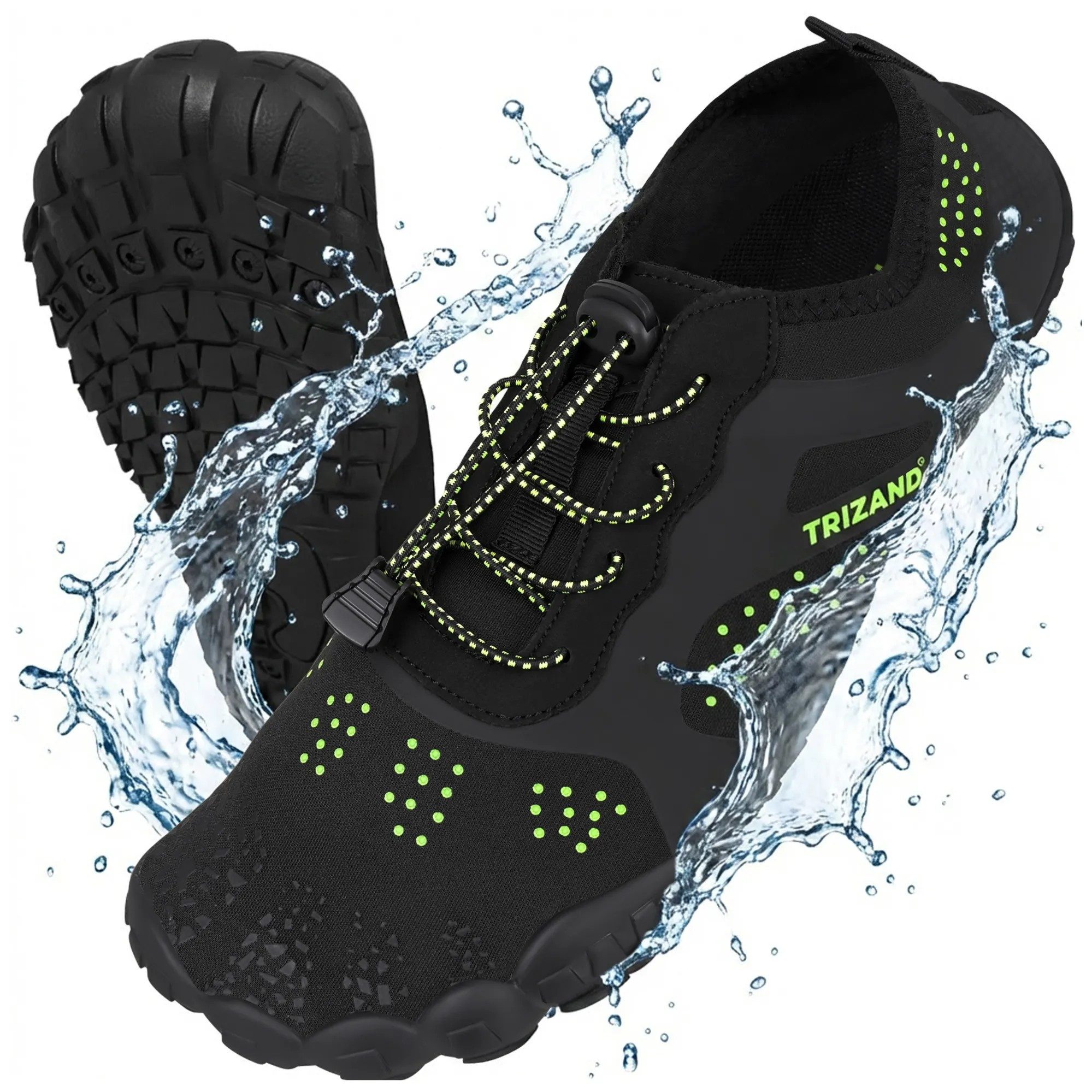 Trizand Badeschuhe Strandschuhe Wassersportschuhe Wasserschuh (Spar-Set, 1-tlg., 45) rutschfest, schnelltrocknend, flexibel, Kordelstopper – Bild 2 von 5