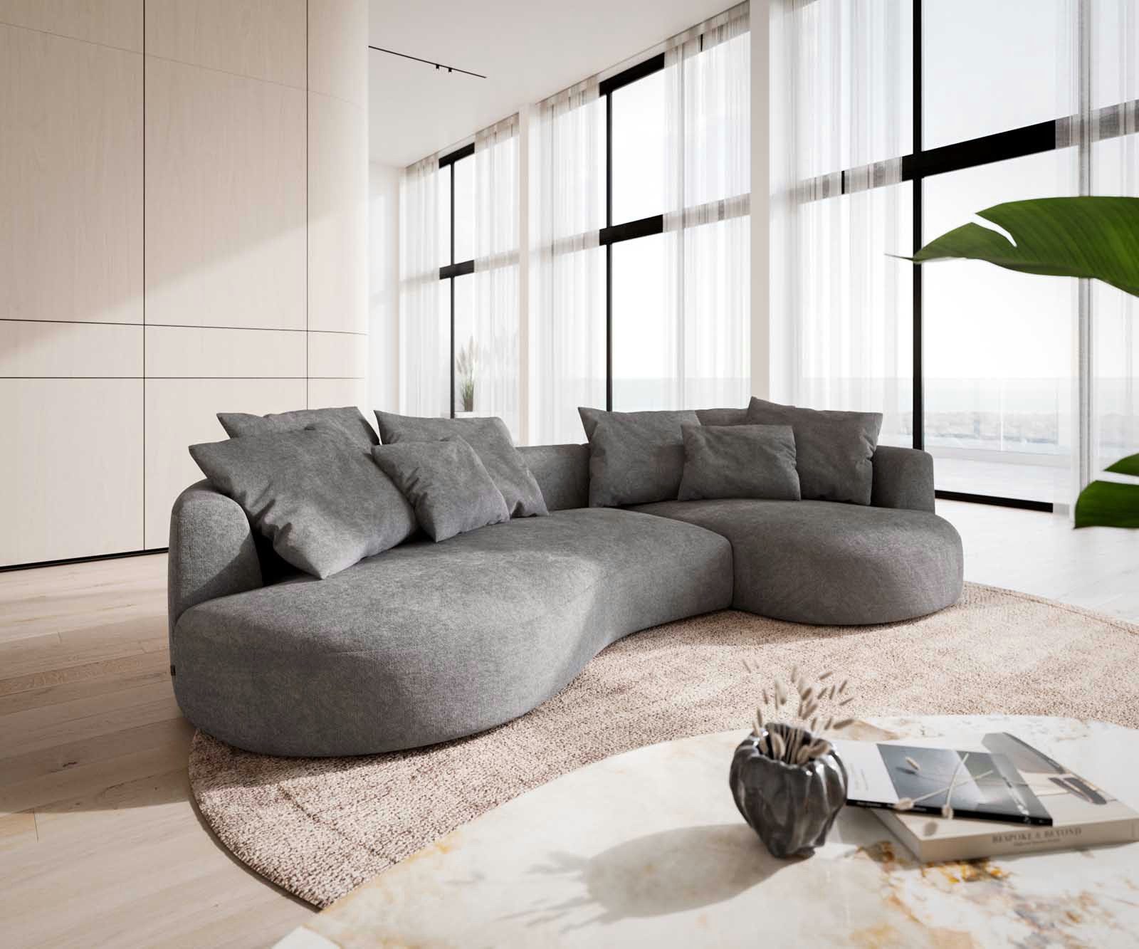DELIFE Big-Sofa Edina, Mikrofaser Grau 330x170 günstig online kaufen
