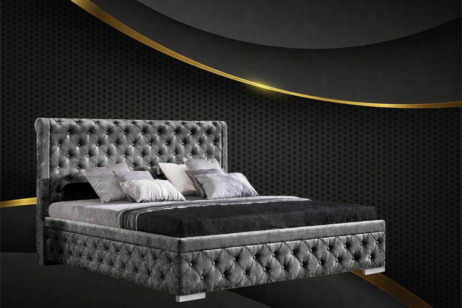 Xlmoebel Polsterbett Luxuriöses Bettgestell aus Stoff für stilvolles Schlafzimmerdesig, Made in Europa