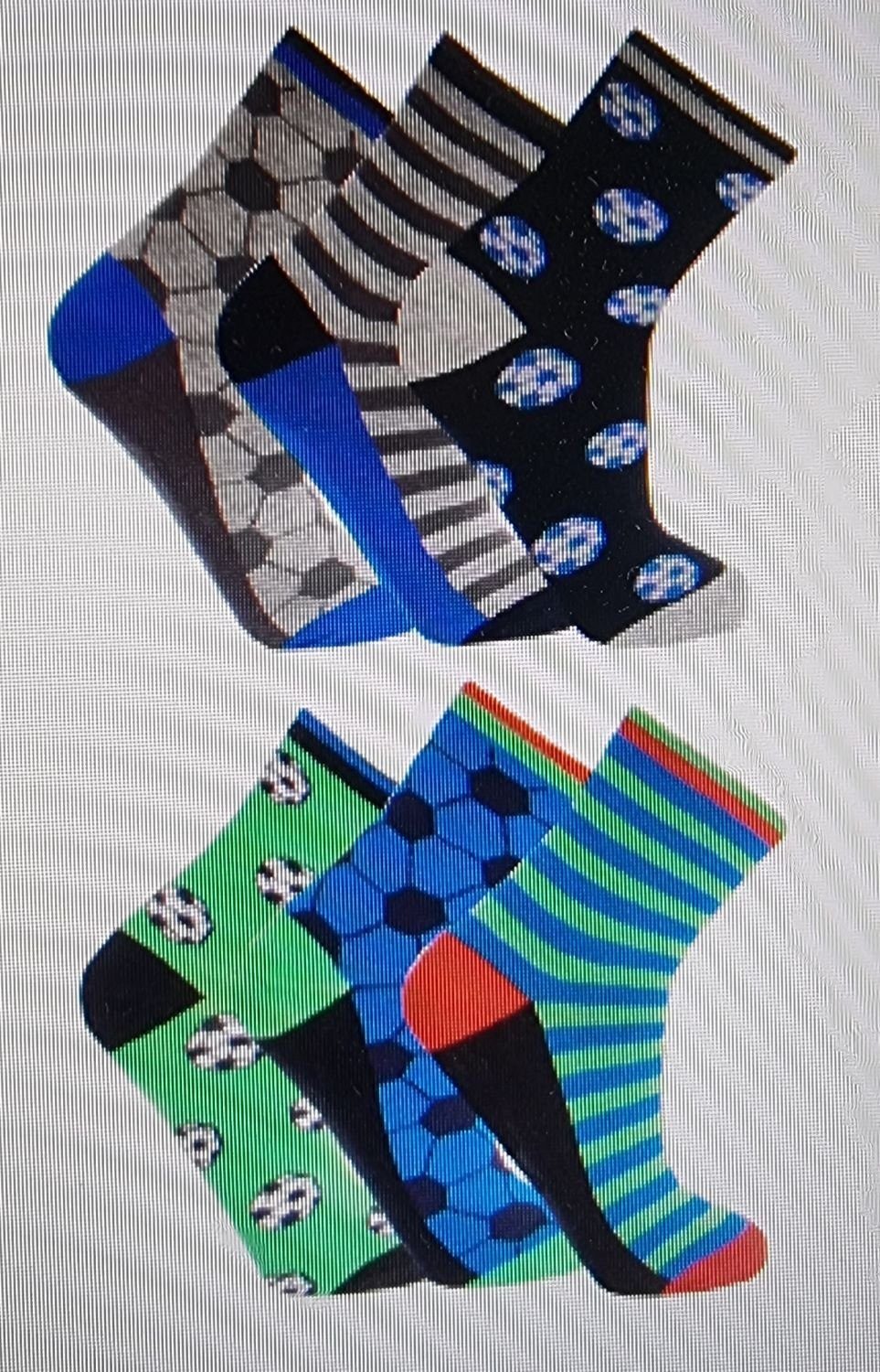 (Packung, Farbmix Socken Grün-Blau 3 Fußballmotive Pack, Collection® Fußball, Baumwolle, Toker 3er Kindersocken Paar) CNB