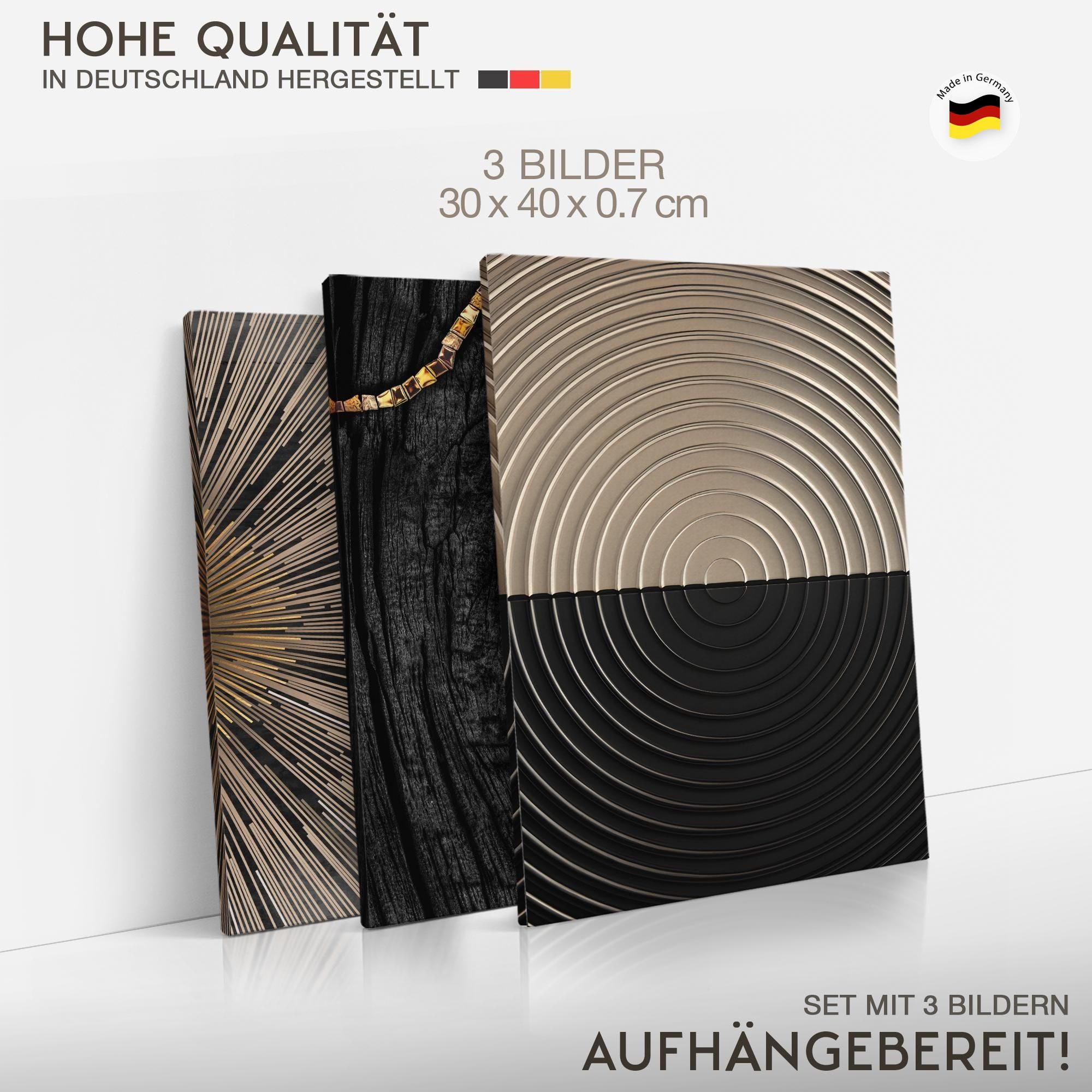Novart Wandbild Abstrakte Kunst Formen Wohnzimmer Schwarz Gold, Schwarz Gold – Bild 4 von 5