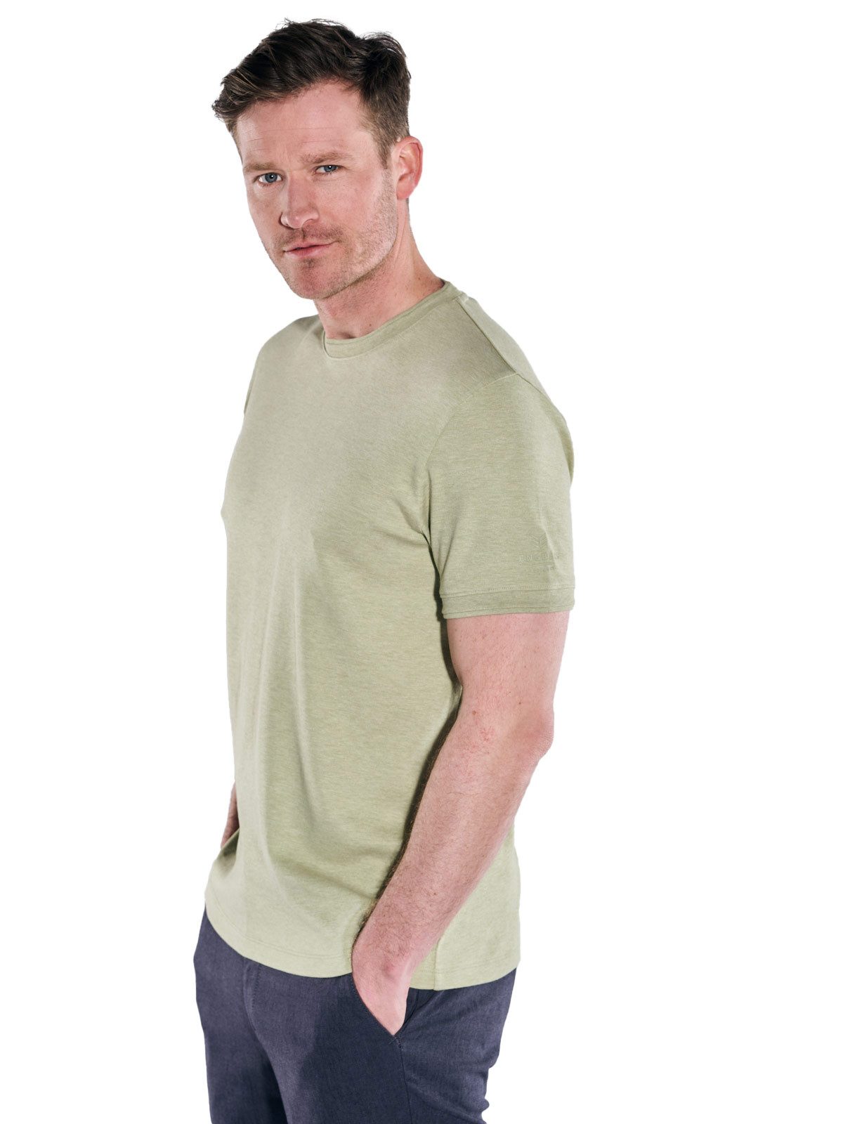 ENGBERS GERMANY Rundhalsshirt ENGBERS GERMANY Herren T-Shirt Baumwoll-Hightechmaterial, Hellgruen