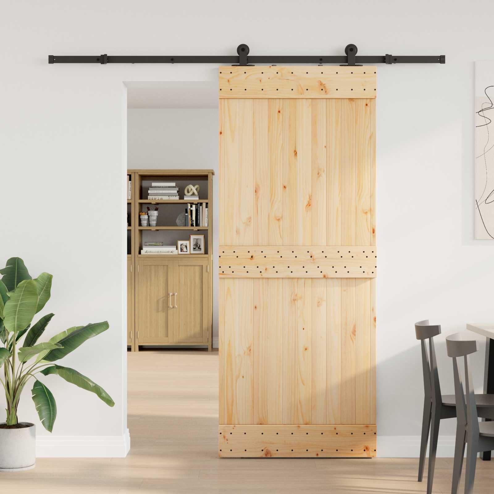 vidaXL Zimmertür 85 x 210 cm 213,5 cm Schiebetür NARVIK 85x210 cm 213,5 cm Natürlich un