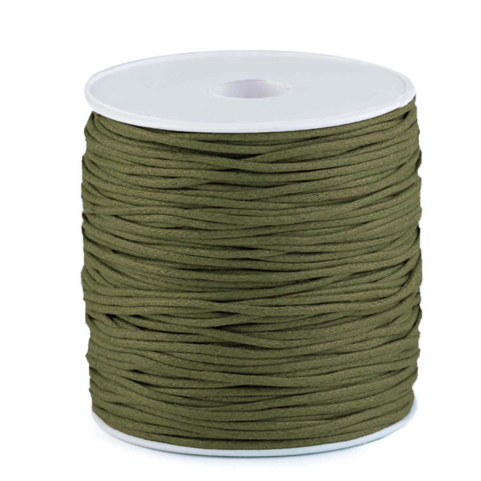 maDDma Seil 85-100m Gewachste Baumwollschnur 1,5-2mm (Wickel auf Spule), khaki