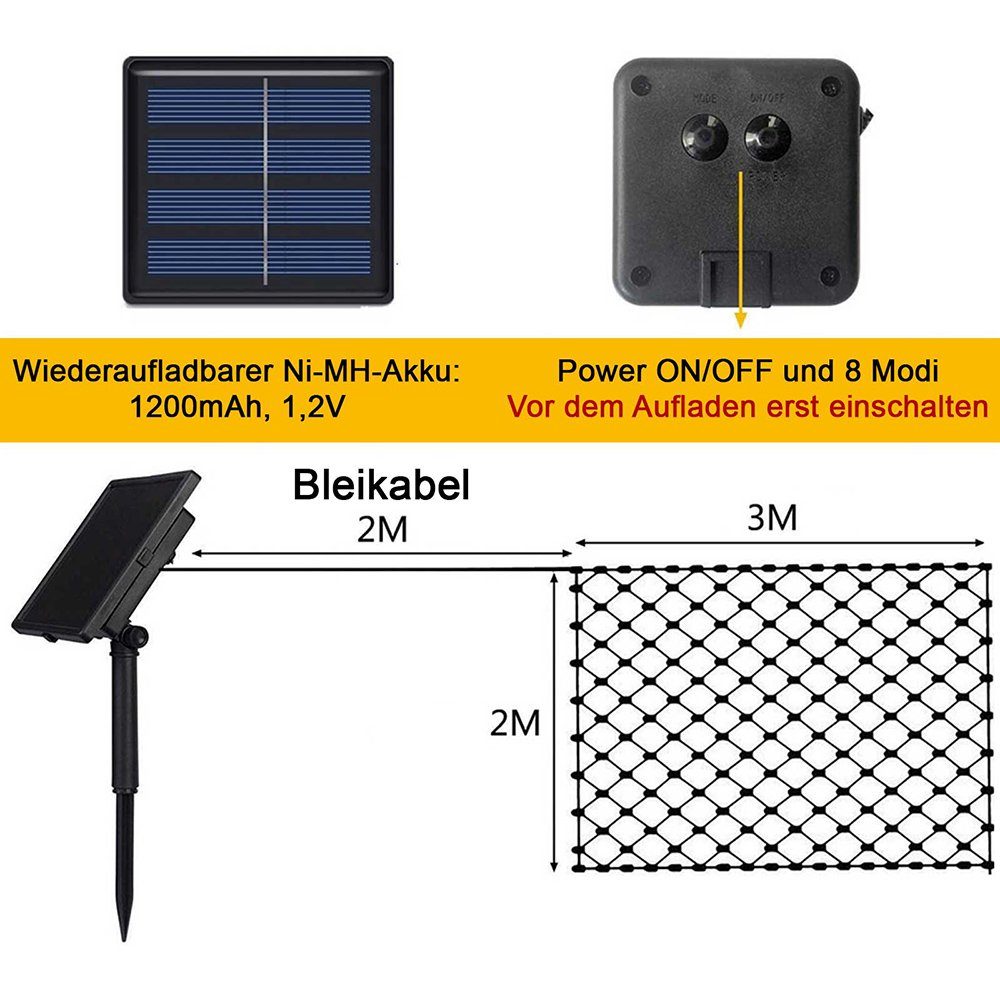 MUPOO LED-Lichternetz Led Solarleuchten 100LEDs 1.5X1.5M günstig online kaufen