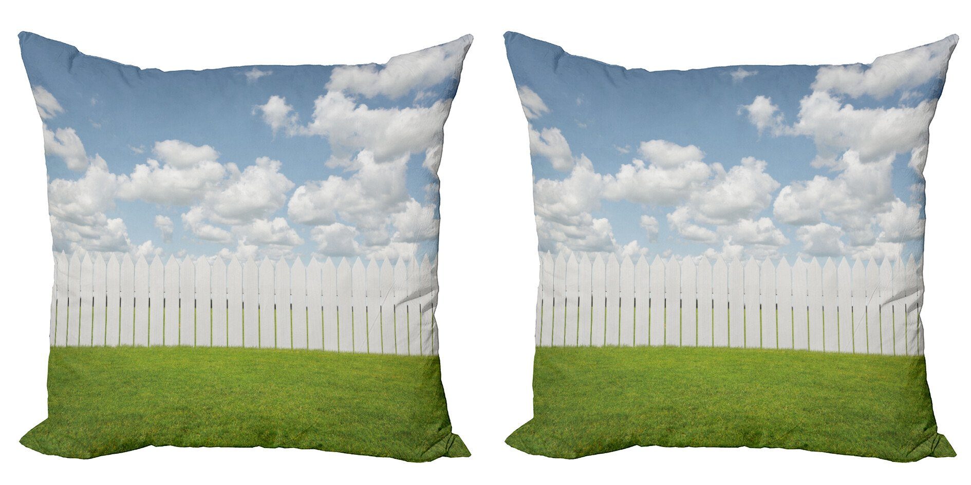 Kissenbezüge Modern Accent Doppelseitiger Digitaldruck, Abakuhaus (2 Stück), Landschaft Himmel mit Wolken Bauernhof