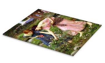Posterlounge Acrylglasbild John William Waterhouse, Rosenpflücken im Mai, Malerei
