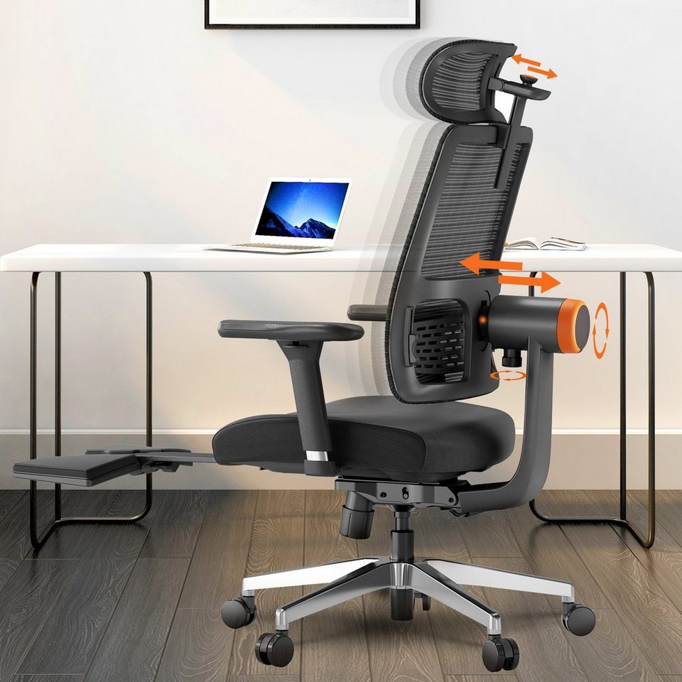 NEWTRAL Drehstuhl MagicH-BPro Ergonomischer Stuhl mit Fußstütze, Auto ...