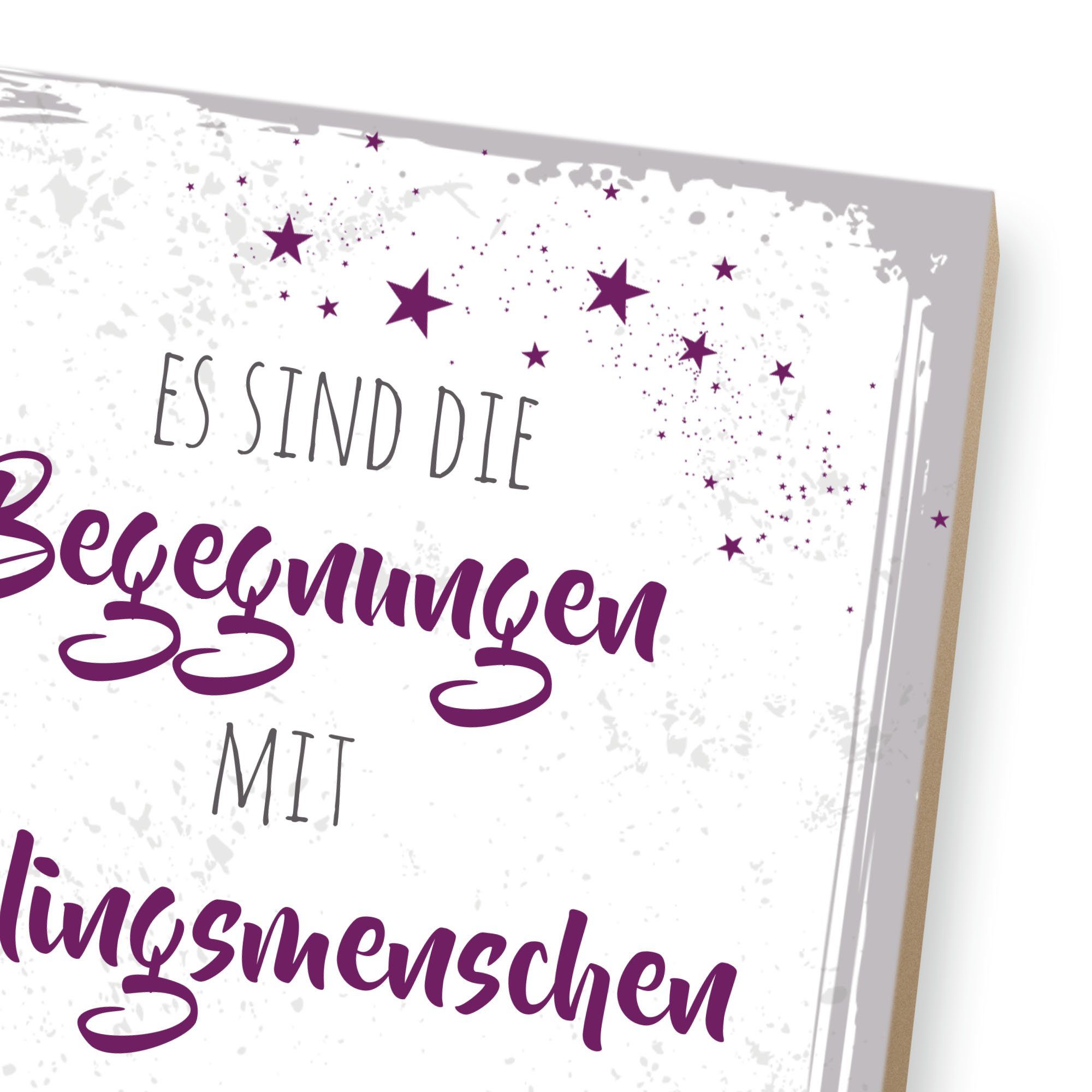 Motiv Freunde Feder „Lieblingsmensch“ Spruch, aus Holzbild mit für Geschenk & Familie Deko-Bild Kreative & Holz, ideales