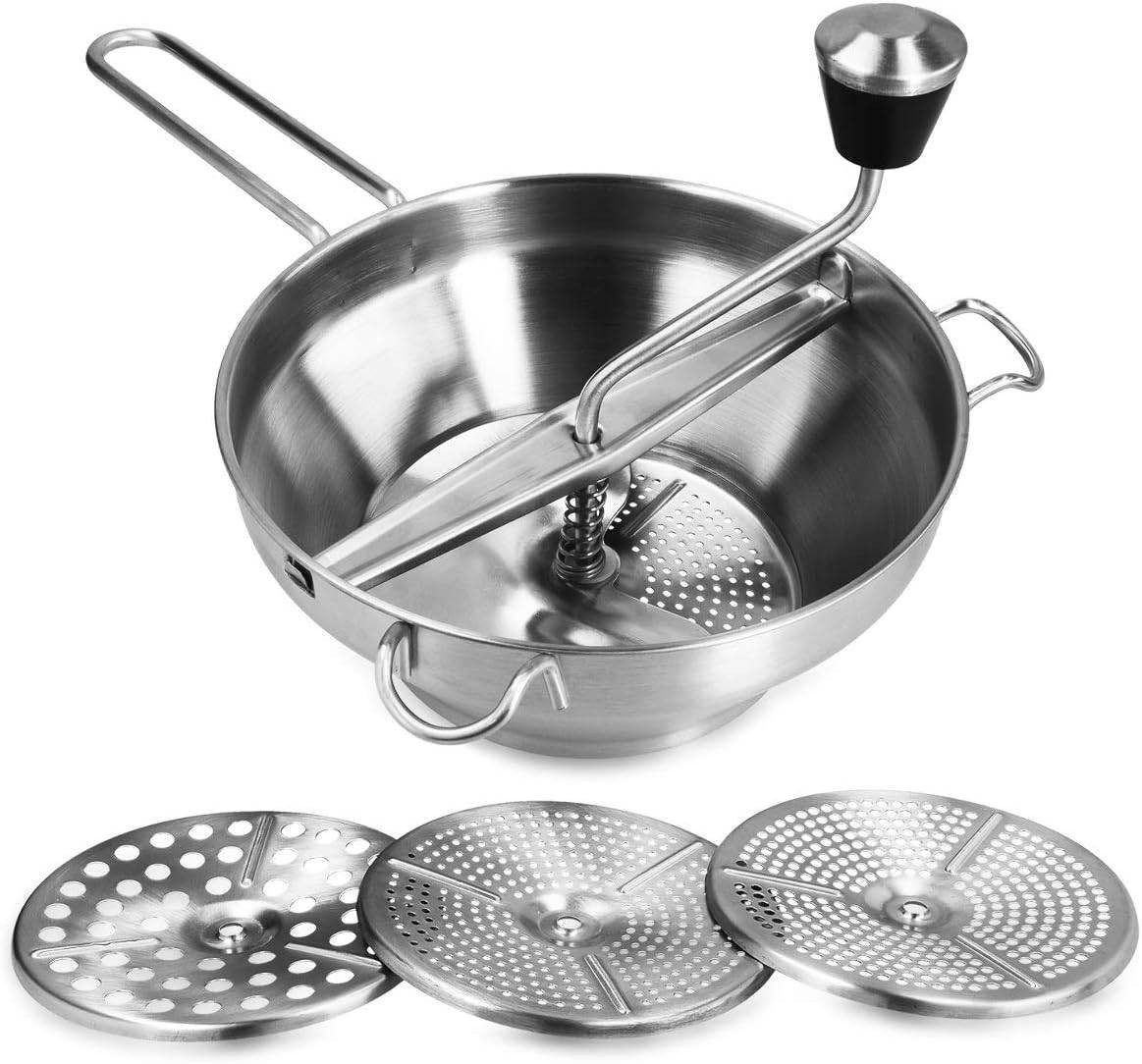 MC Star Passiersieb Passiergerät aus Edelstahl mit 3X Siebeinsatz passiermühle für Suppe, Edelstahl – Bild 2 von 5
