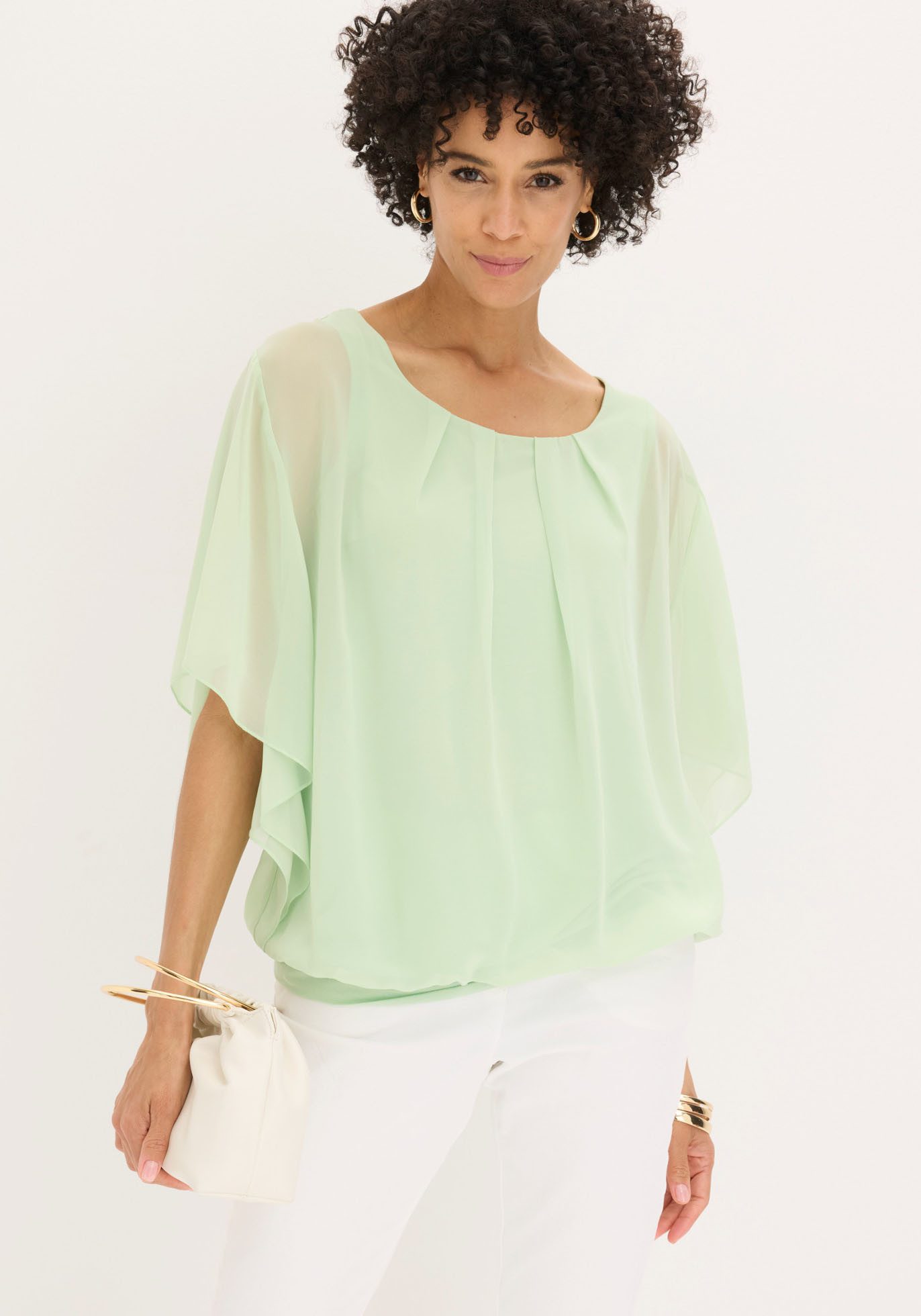 bonprix Chiffonbluse Oversize-Passform, für festliche Anlässe, mit elastischem Bund
