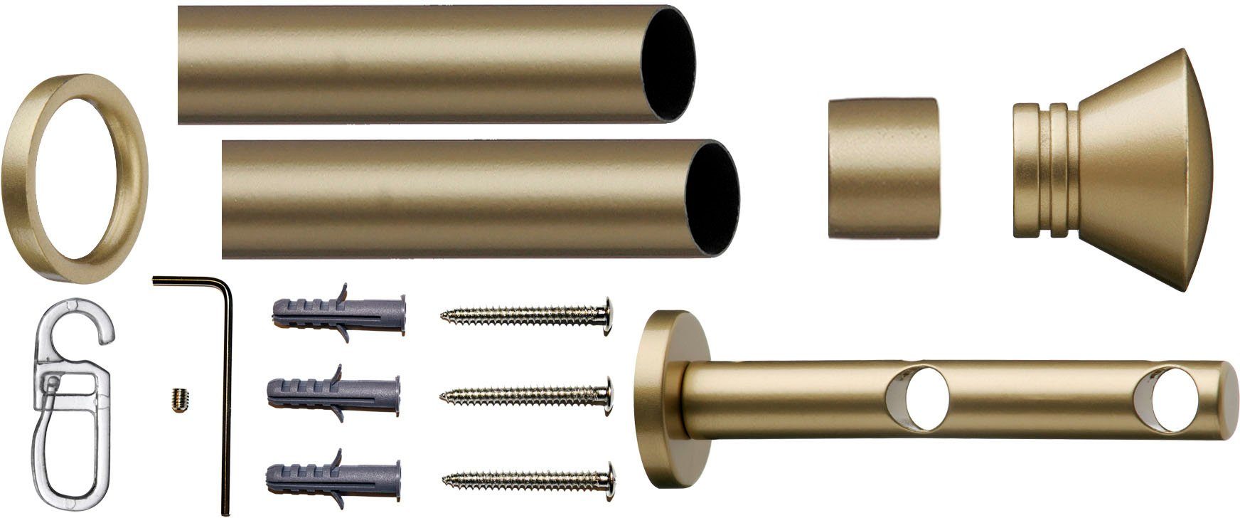 indeko Gardinenstange "Ibiza" Ø 12 mm 2 läufig-läufig Fixmaß Komplett-Set i günstig online kaufen