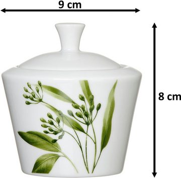 Ritzenhoff & Breker Milch- und Zuckerset Evora (2-tlg), 1 Personen, Porzellan, Geschirr-Set mit Botanik-Motiv