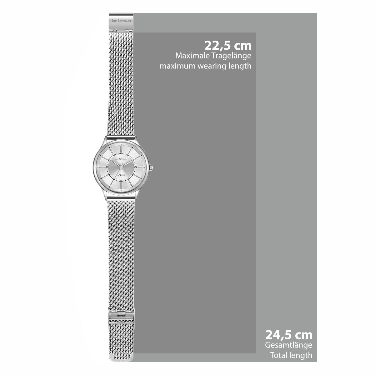 Edelstahl-Armband Automatikuhr Modern I. Rothmann silber, Joh. mit