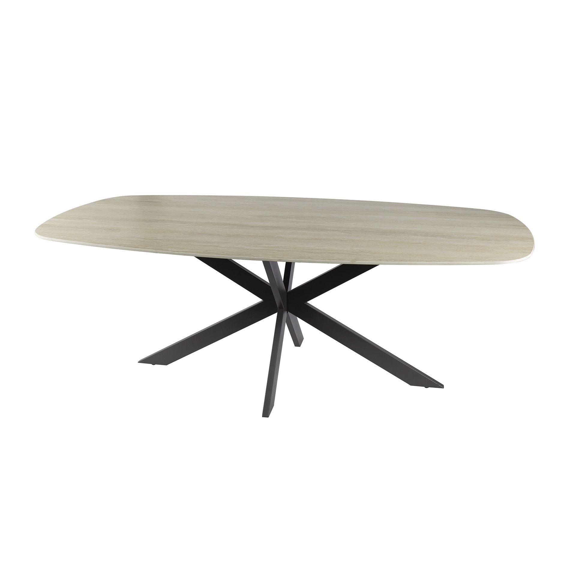 Vintagehaus Esstisch Retro Esstisch Romano 180 cm Travertin Keramik Spider-Gestell