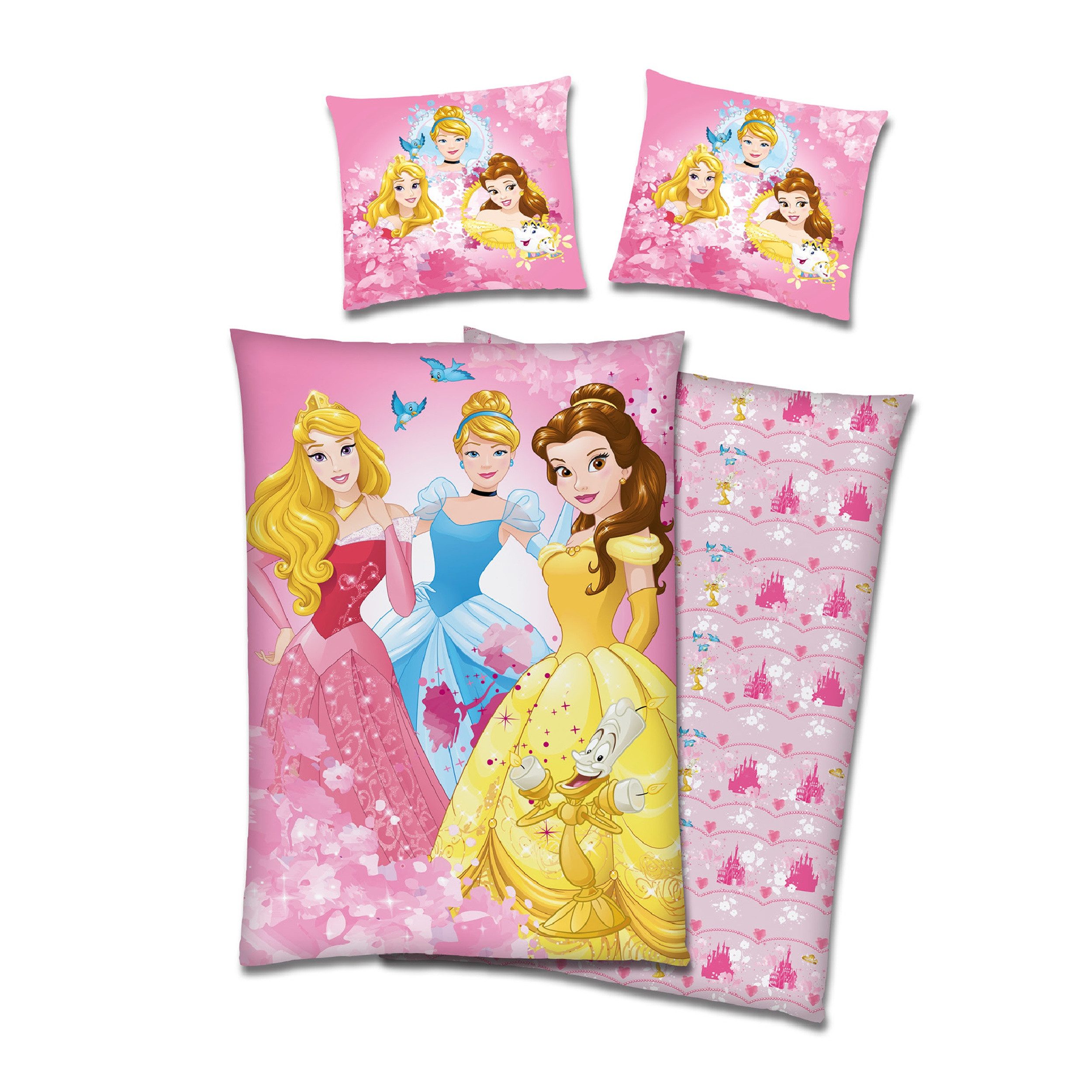 Familando Kinderbettwäsche Disney Prinzessinnen, Set 135x200 80x80 cm Fleec günstig online kaufen