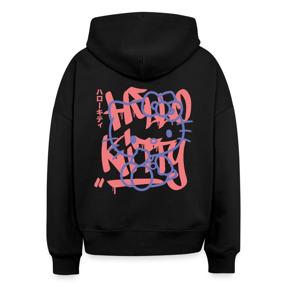Hoodie Hello Kitty Mit Schriftzug Graffiti Stil Frauen Boxy Organic Hoodie