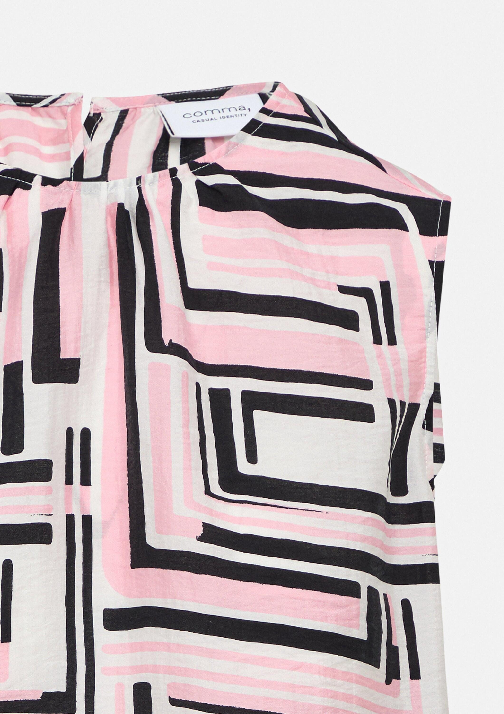comma Blusentop Bluse Ärmellose Bluse mit Tunnelzug am Saum