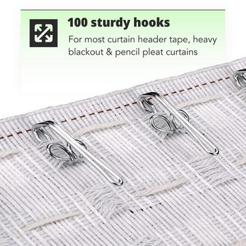 H&S Spanngurt Metal Curtain Hooks - 100 Stainless Steel Hooks Metal Curtain Hooks - 100 Hooks - Stainless Steel