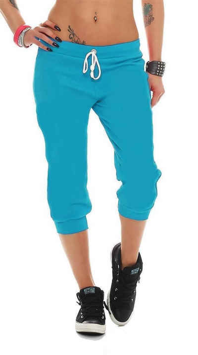 EloModa Jogginghose Damen Jogginghose 3/4 Capri Sport-Hose Baumwolle Gr. XXS XS S M L XL (1-tlg)