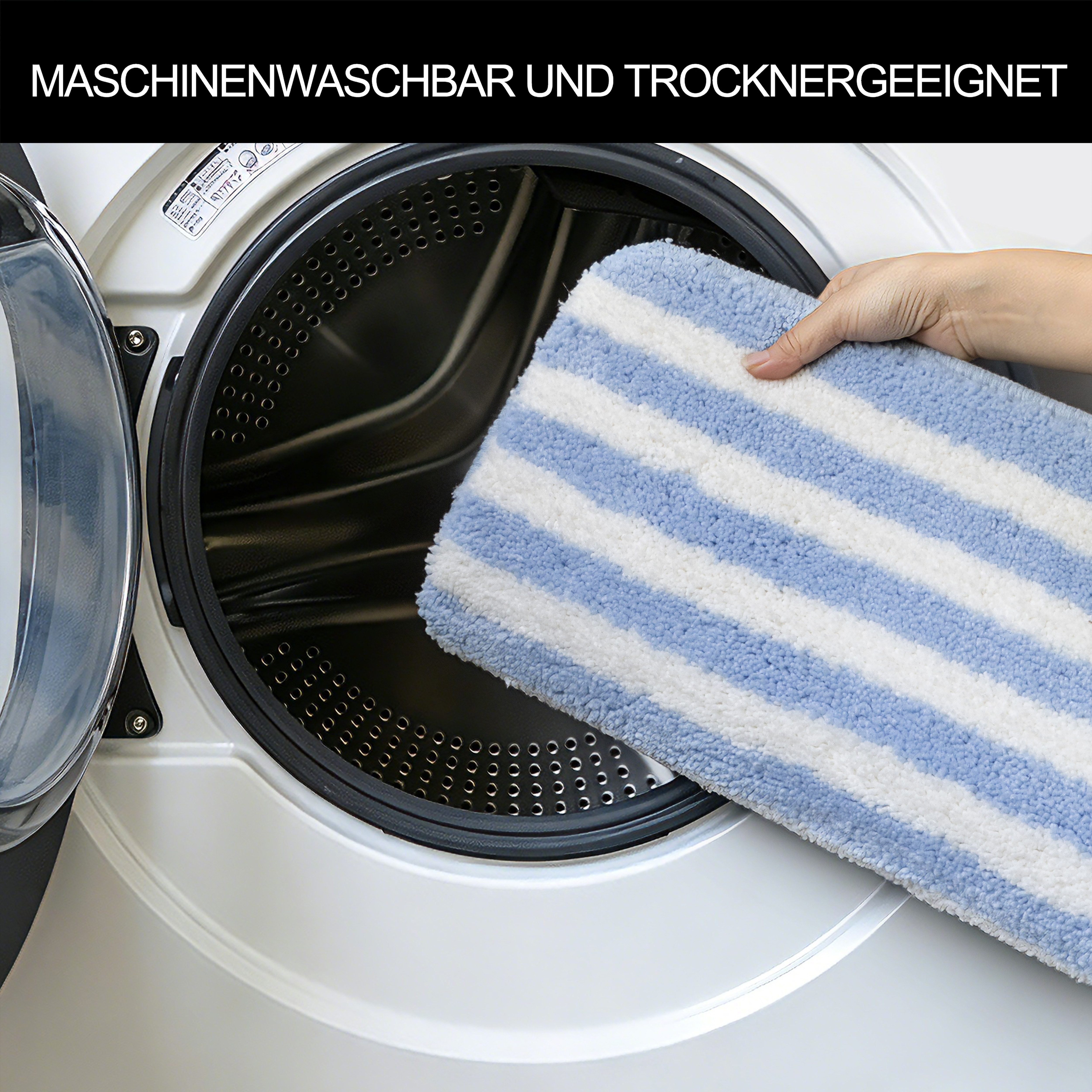 OTTO home Badematte Streifen, Jannika, Badvorleger, Badezimmer Teppich, Höhe 12 mm, rutschhemmend beschichtet, schnell trocknend, fußbodenheizungsgeeignet, Poly – Bild 5 von 5