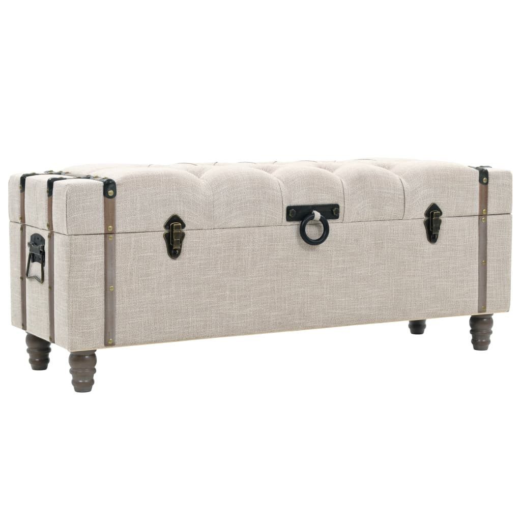furnicato Truhenbank Set aus 3 Aufbewahrungsbänken Cremeweiß 112x37x45 cm & 43,5x31x37 cm