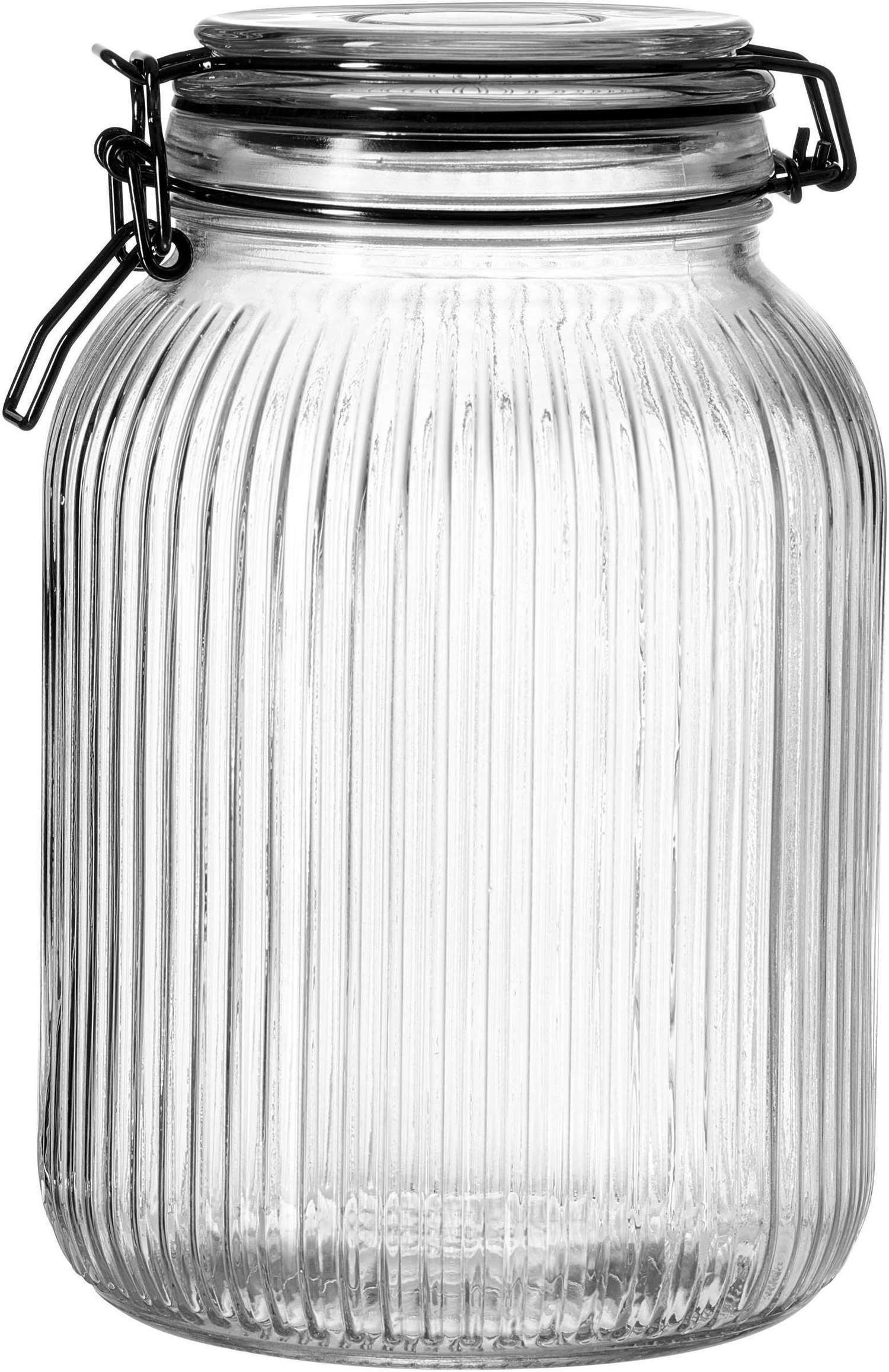 Ritzenhoff & Breker Vorratsglas Vorratsglas Runa 1,9 Liter mit schwarzem Clip Verschluss, Glas, Drahtbügel und Dichtungsring in Schwarz