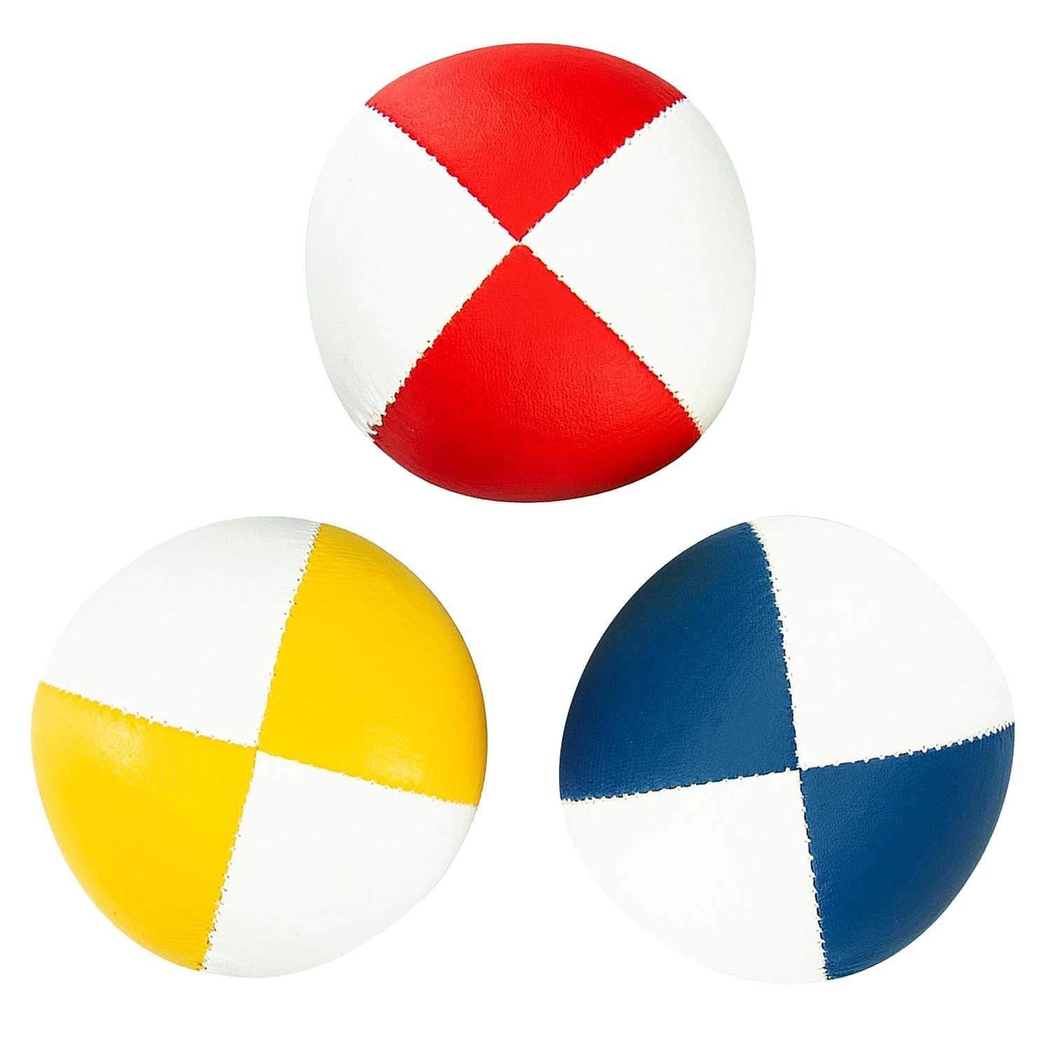 Diabolo Freizeitsport Jonglierball 3er & 5er Set, Jonglierbälle vierfarbig und zweifarbig (Balljonglage Set Zweifarbig - Weiche Lernbälle für Einsteiger, 3-St., Koordinationsbälle 3 Stück - Softbälle zum Jonglieren Lernen), 3er Juggling Balls 58 mm, 90g -