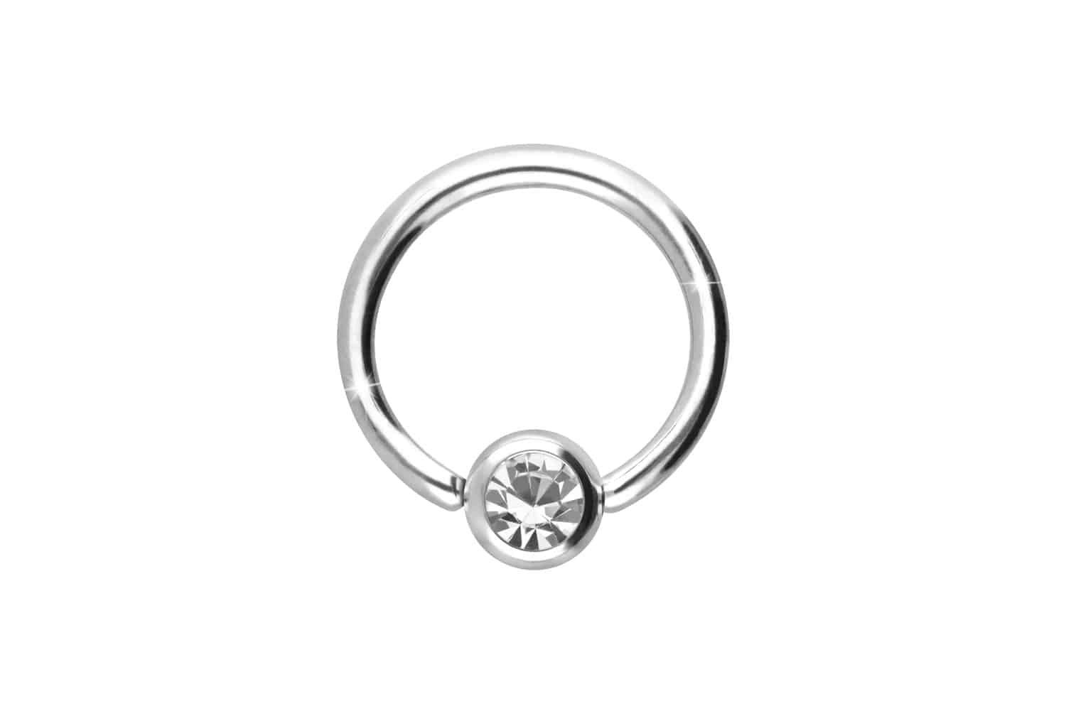 PIERCINGLINE Nasenpiercing Titan Klemmkugelring KRISTALL (Klemm-Ringe, 1-tlg)