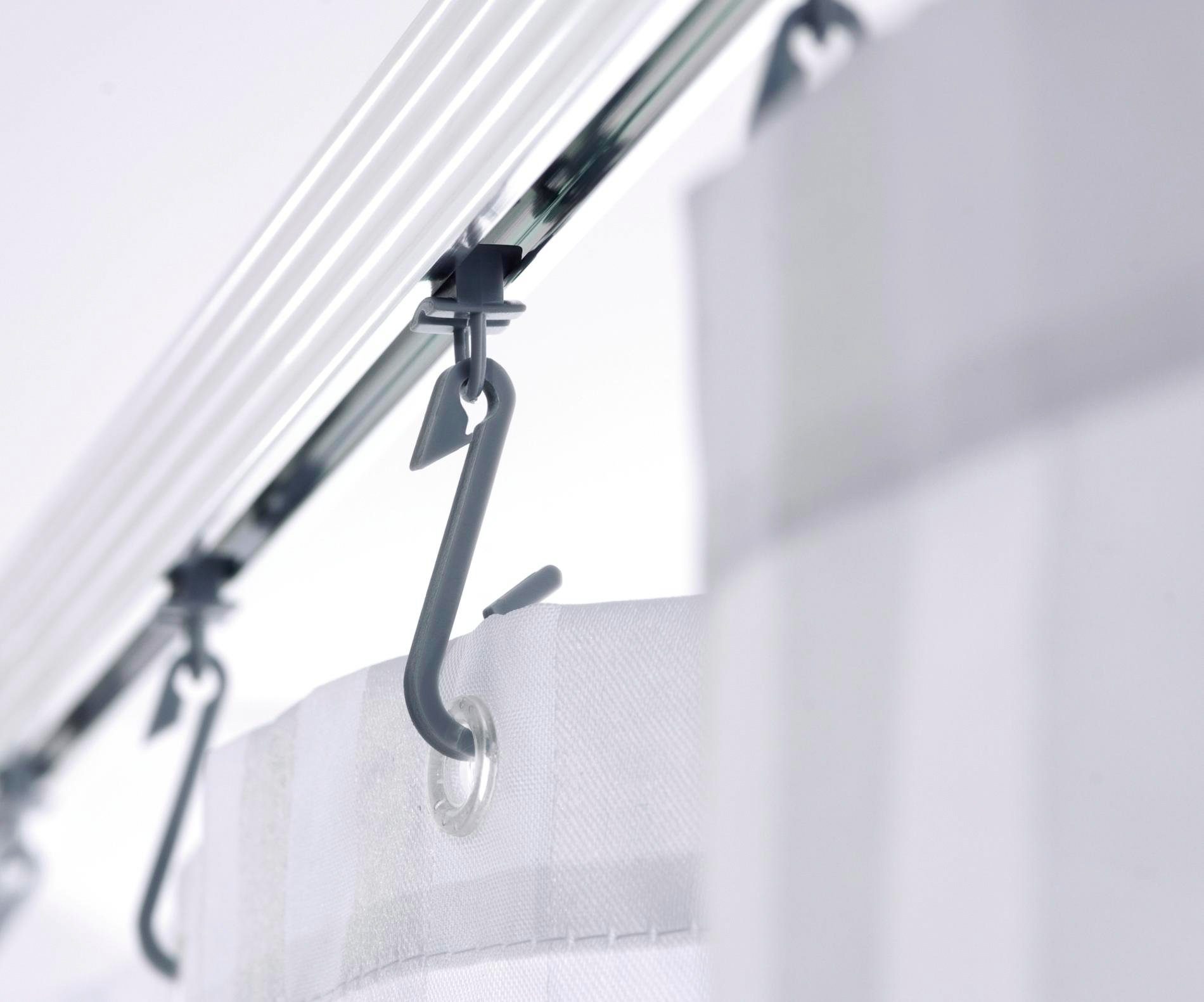 Vorhangschiene Comfort, Ridder, silberfarben 90 für Eckstange Länge Duschvorhänge, cm Bohren, kürzbar, mit Aluminium
