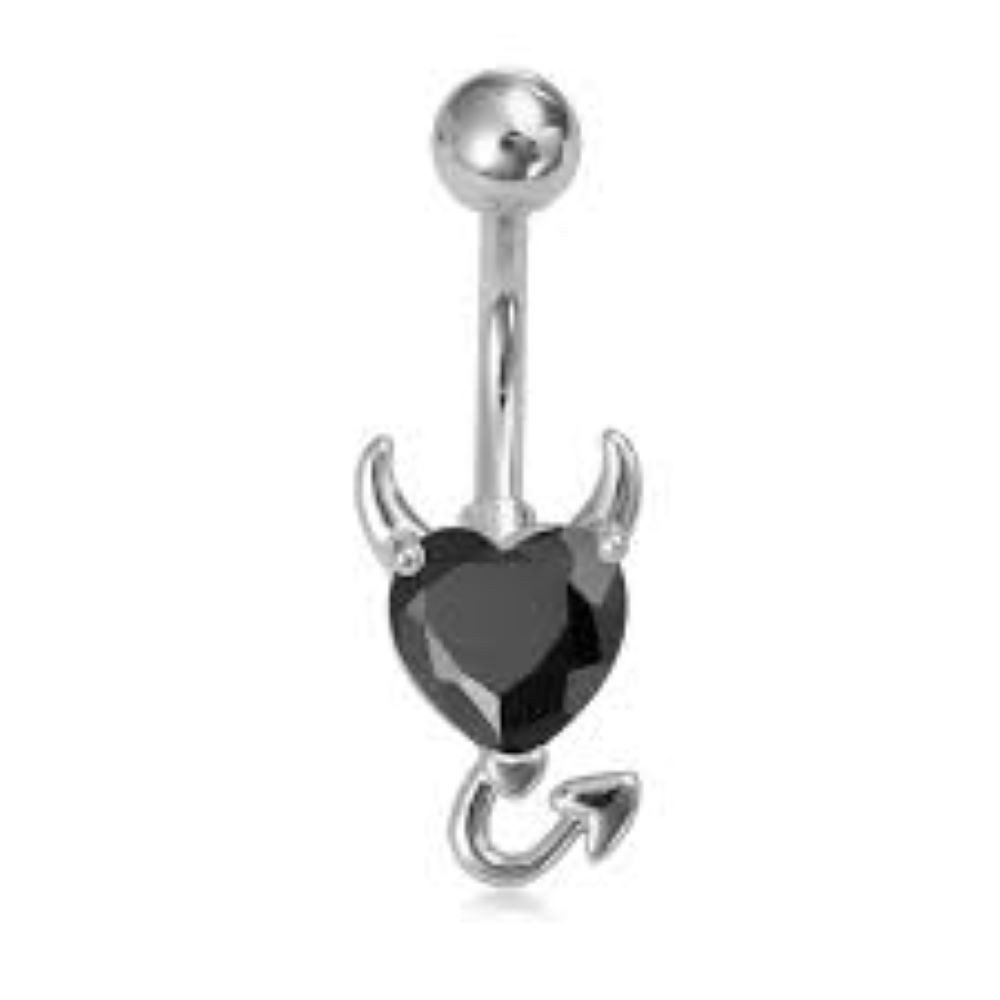 Paletti Bauchnabelpiercing Bauchnabelpiercing Herzform schwarzem Kristall Schraubverschluss