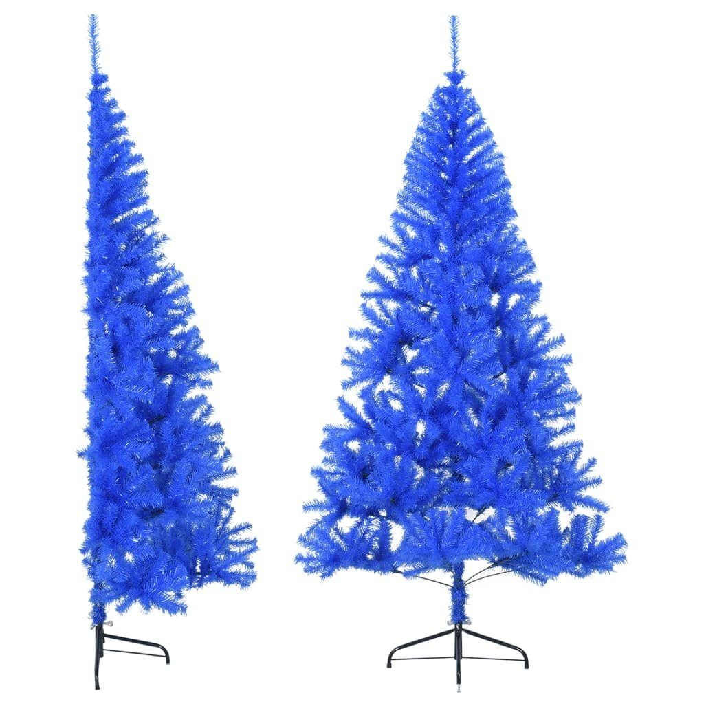 furnicato Künstlicher Weihnachtsbaum Künstlicher Halb-Weihnachtsbaum mit Ständer Blau 210 cm PVC