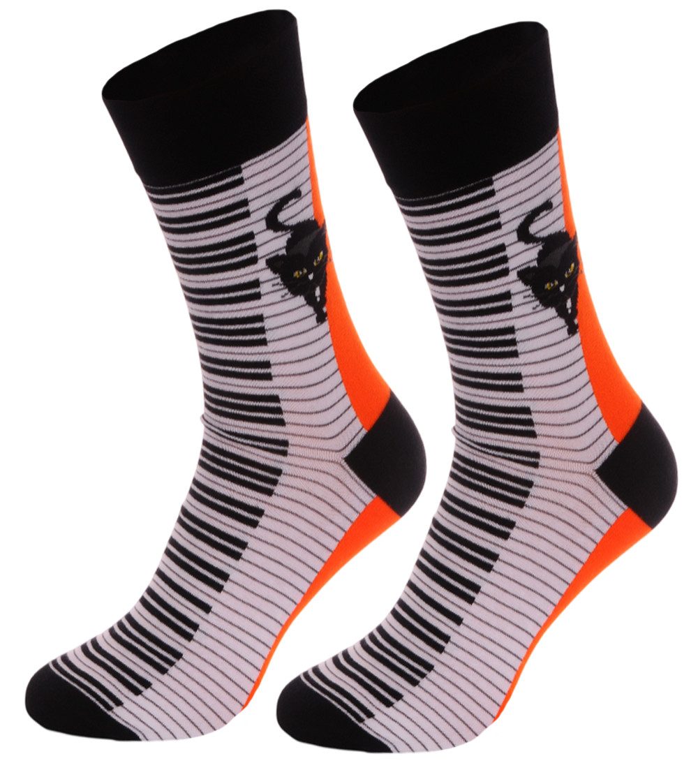 Martinex Socken Bunte Socks Themensocken Strümpfe mit Katzen elastisch, bunt, weich, 35 36 37 38 39 40 41 42 43 44 45 46