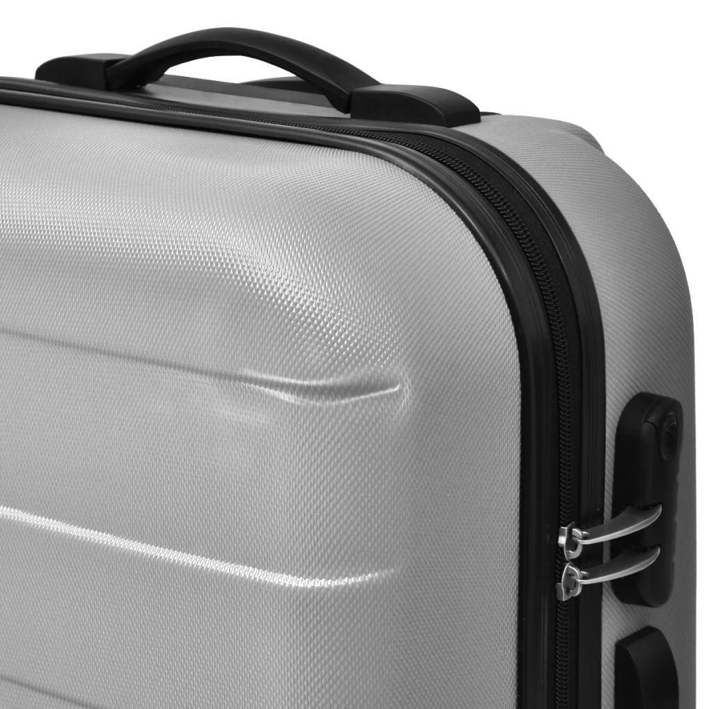vidaXL Trolley Silber - 3-teilig - Blinds Koffer Reisekoffer Hartschalenkoffer Trolle